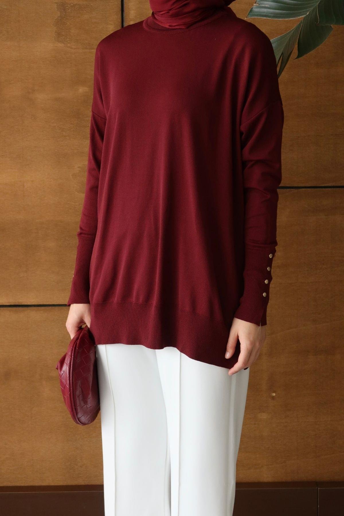Tela Merserize Tunik Bordo