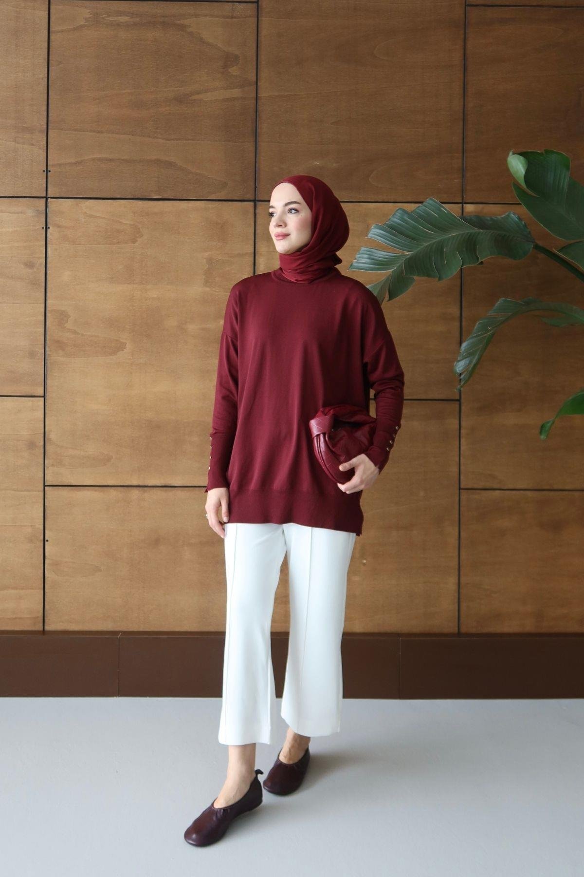 Tela Merserize Tunik Bordo