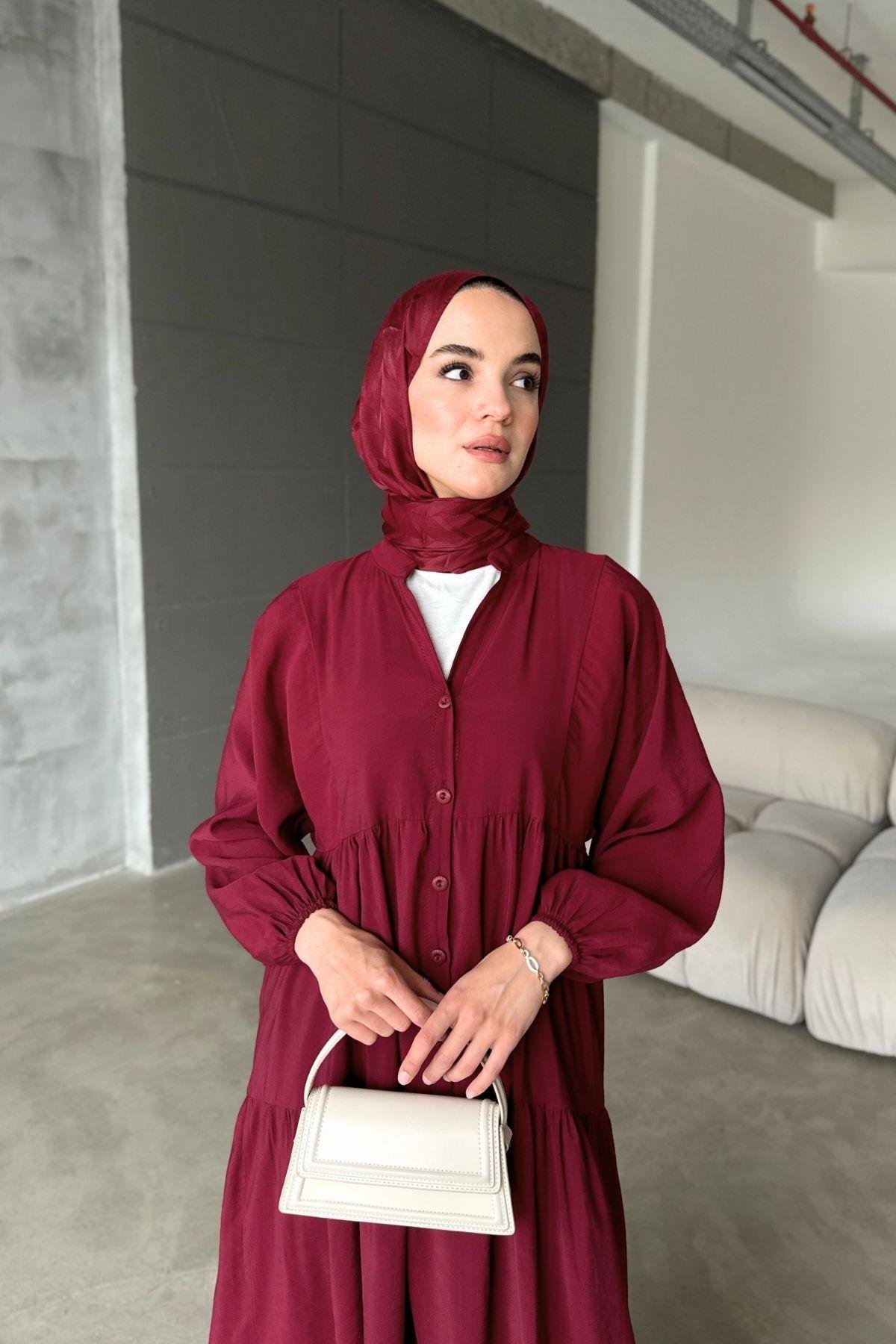 Tensel Elbise Bordo