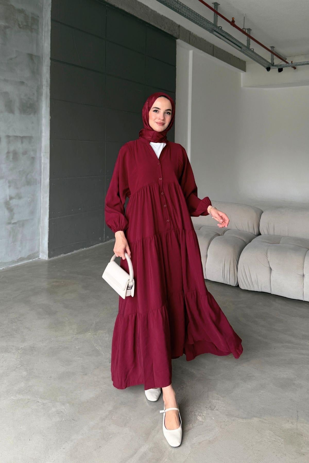 Tensel Elbise Bordo