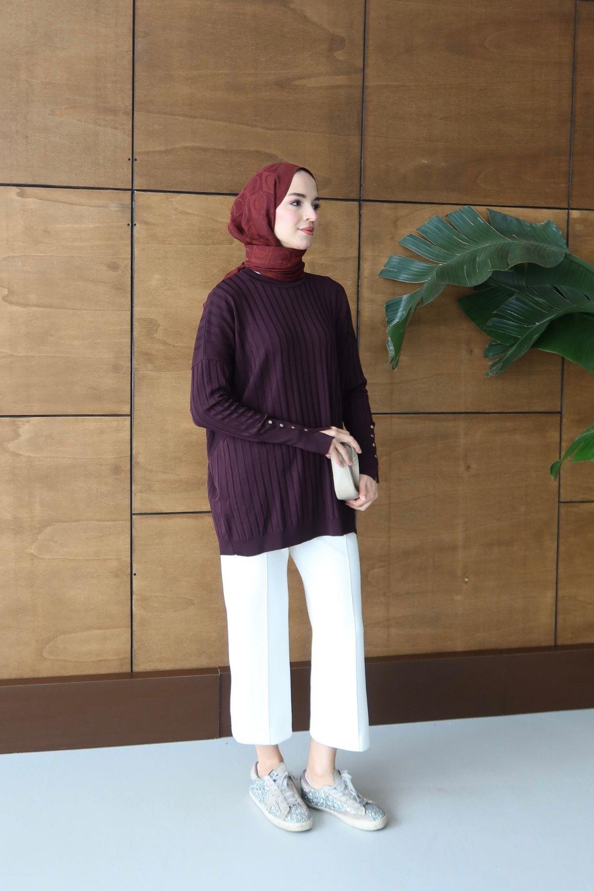 Tina Basic Triko Tunik Mürdüm