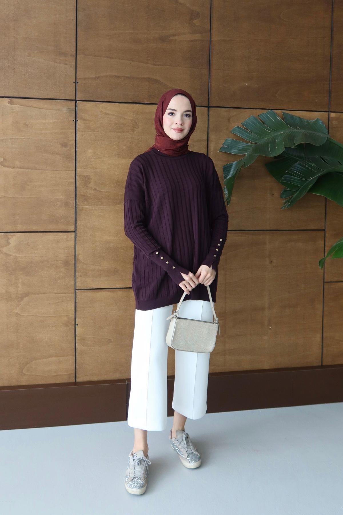 Tina Basic Triko Tunik Mürdüm