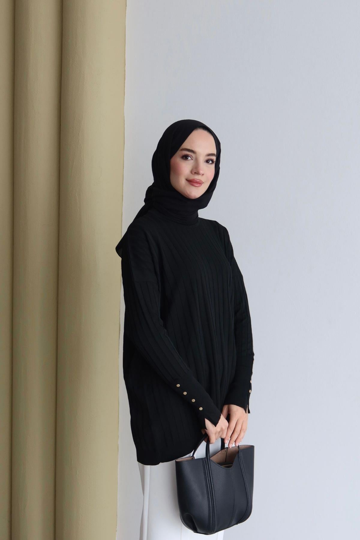 Tina Basic Triko Tunik Siyah