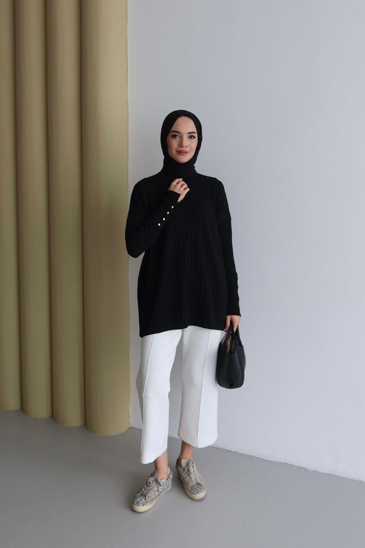 Tina Basic Triko Tunik Siyah