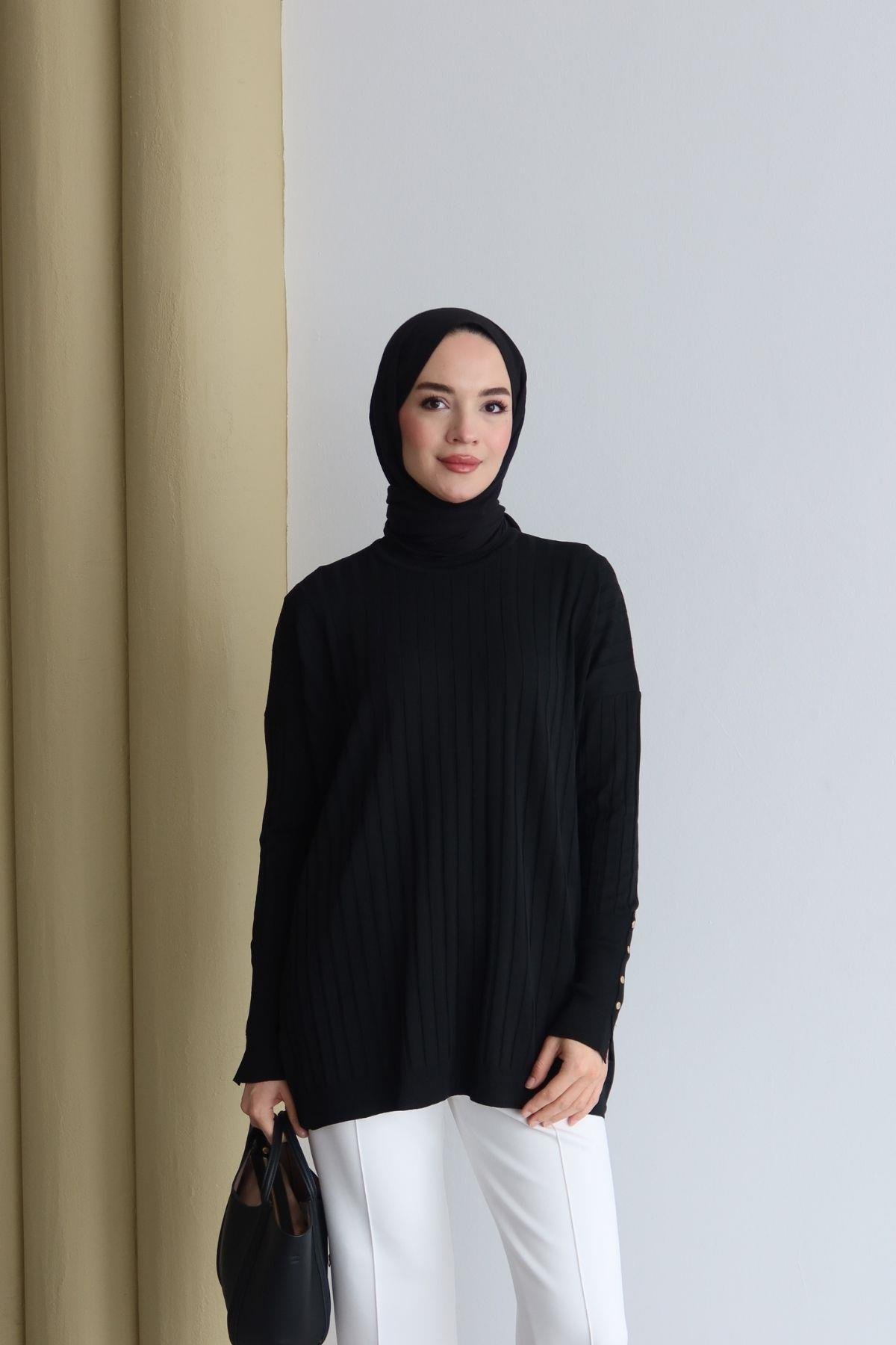 Tina Basic Triko Tunik Siyah