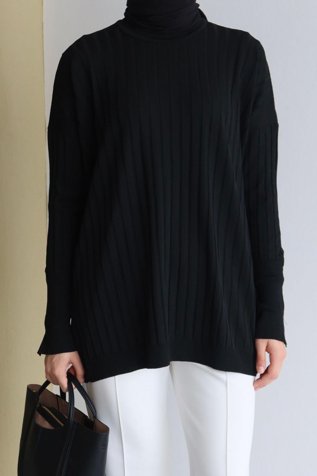 Tina Basic Triko Tunik Siyah
