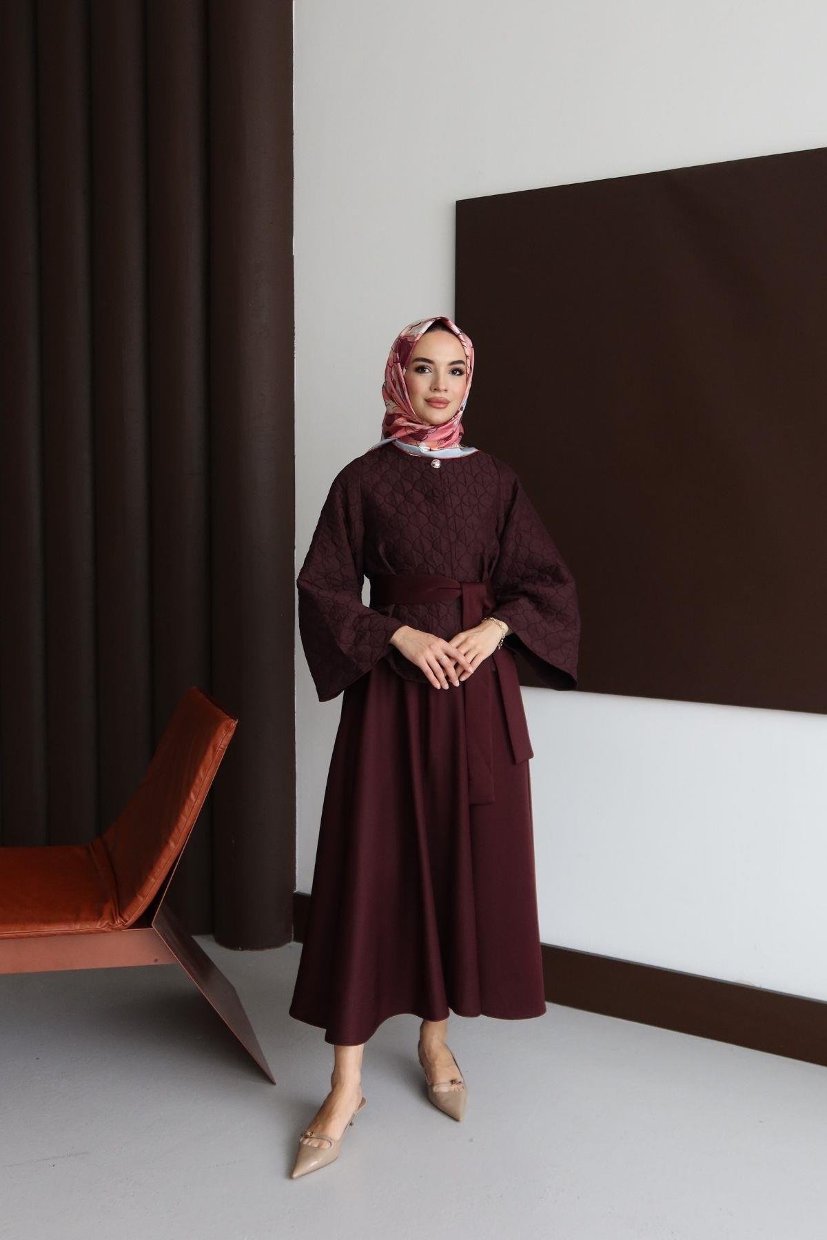 Velina Kapitone Takım Bordo 