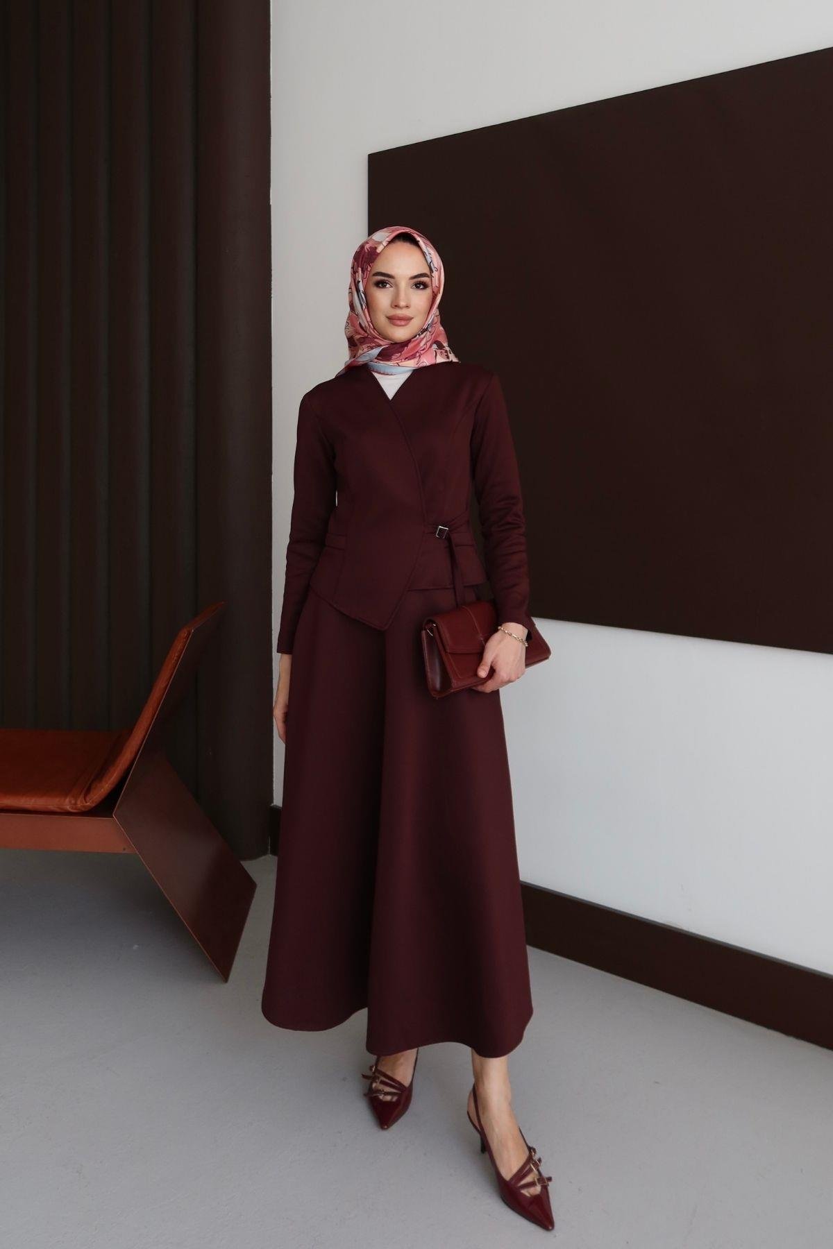 Velvet Takım Bordo