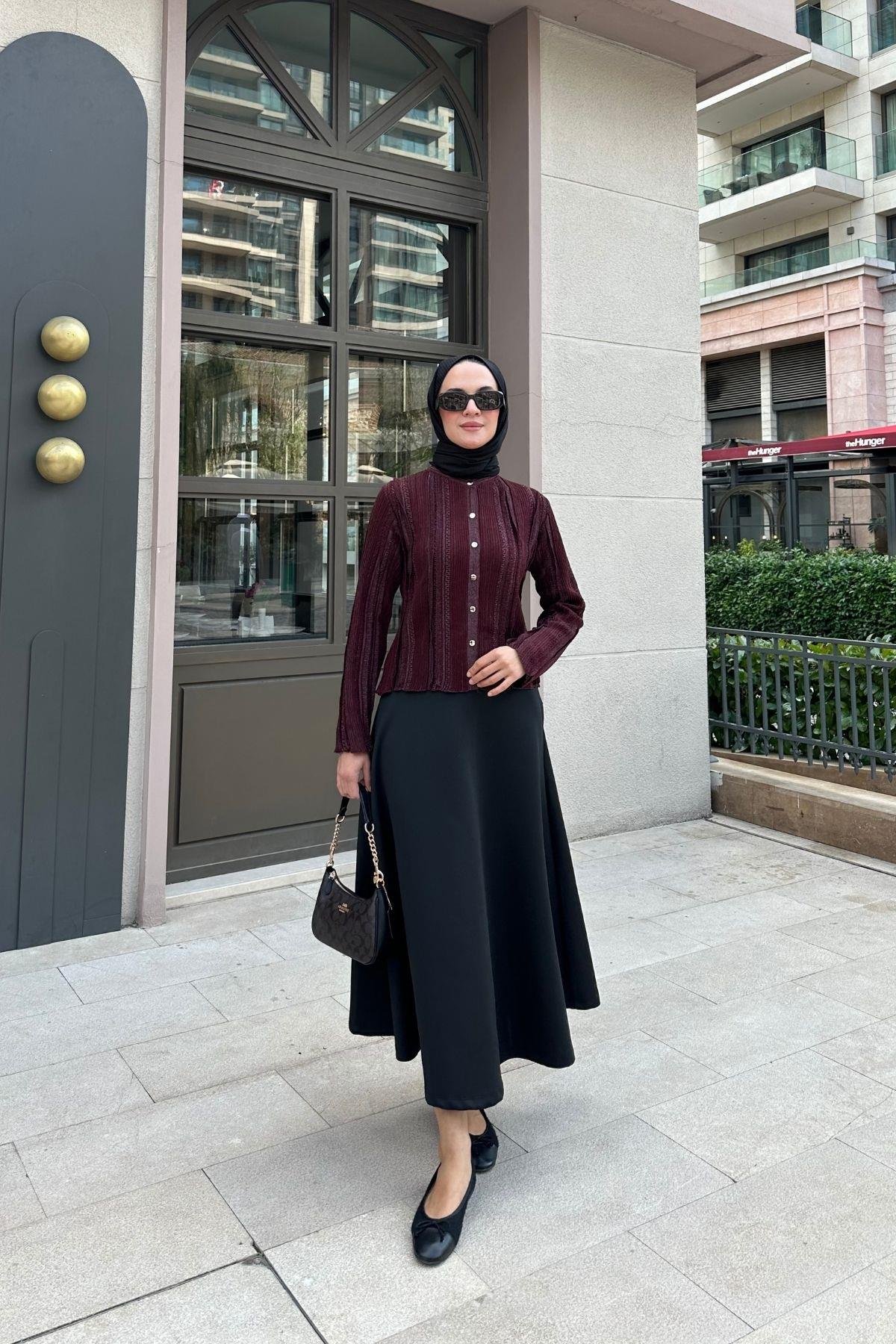 Vera Simli Hırka Bordo