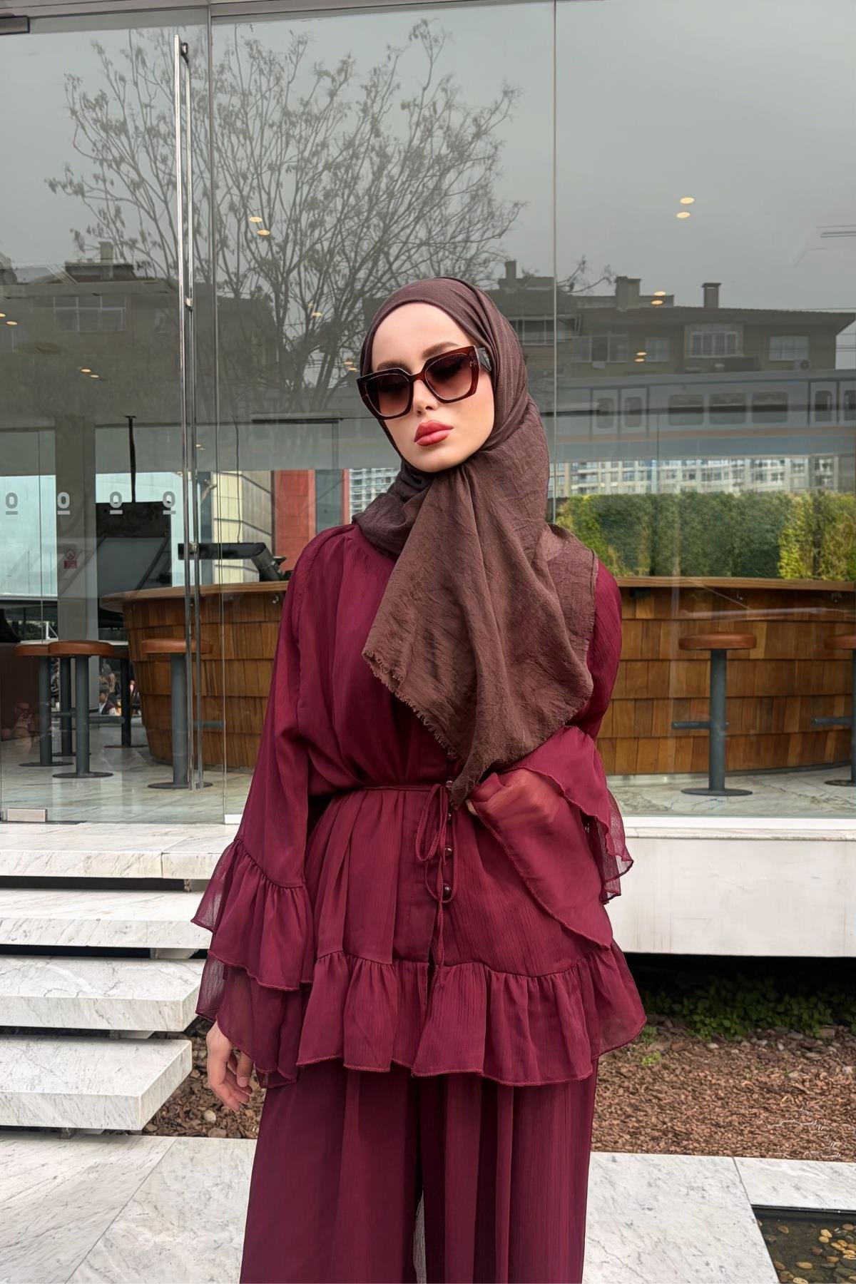Wuum Şifon Takım Bordo