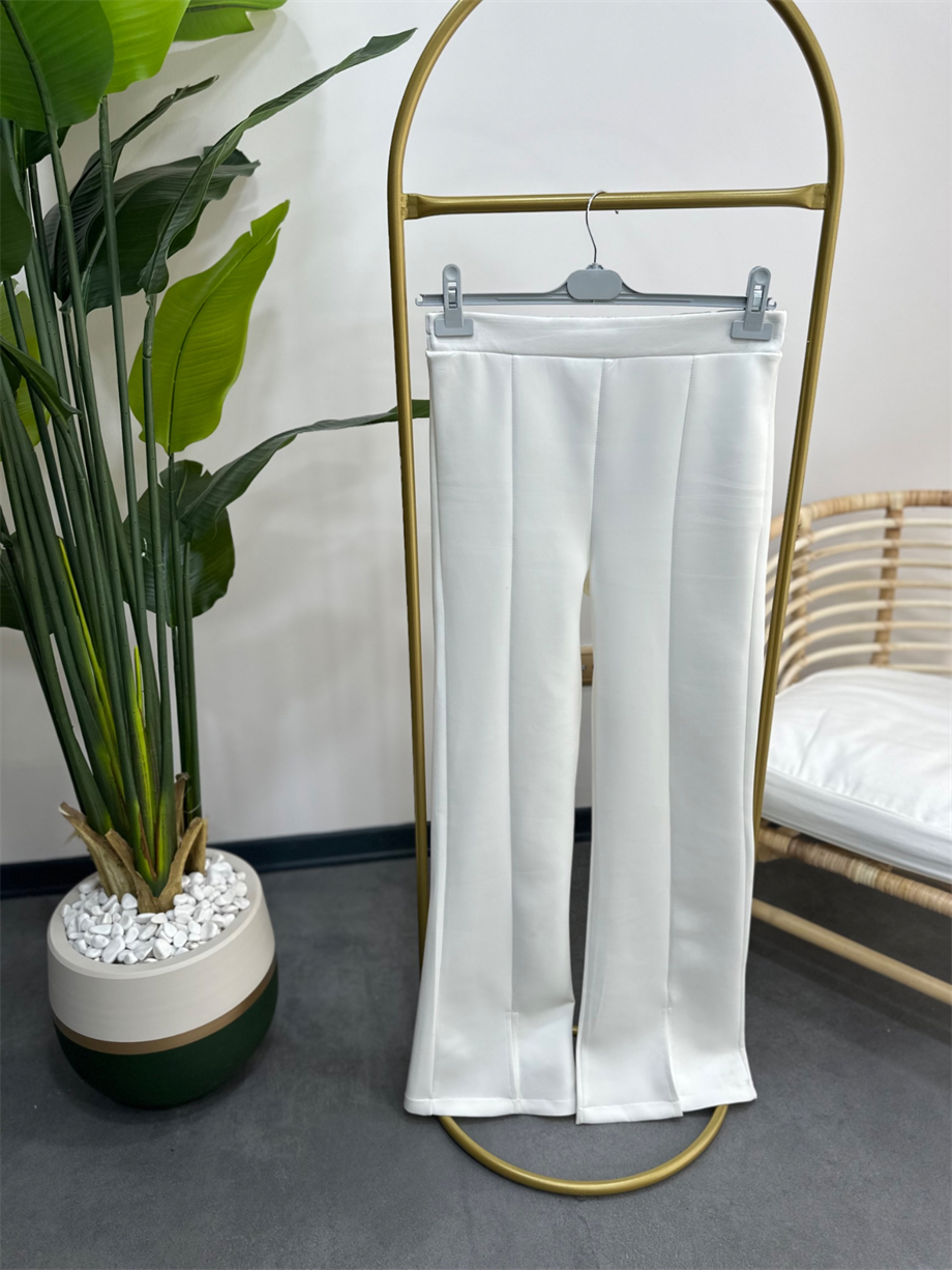 Yırtmaçlı Scuba Pantolon Beyaz