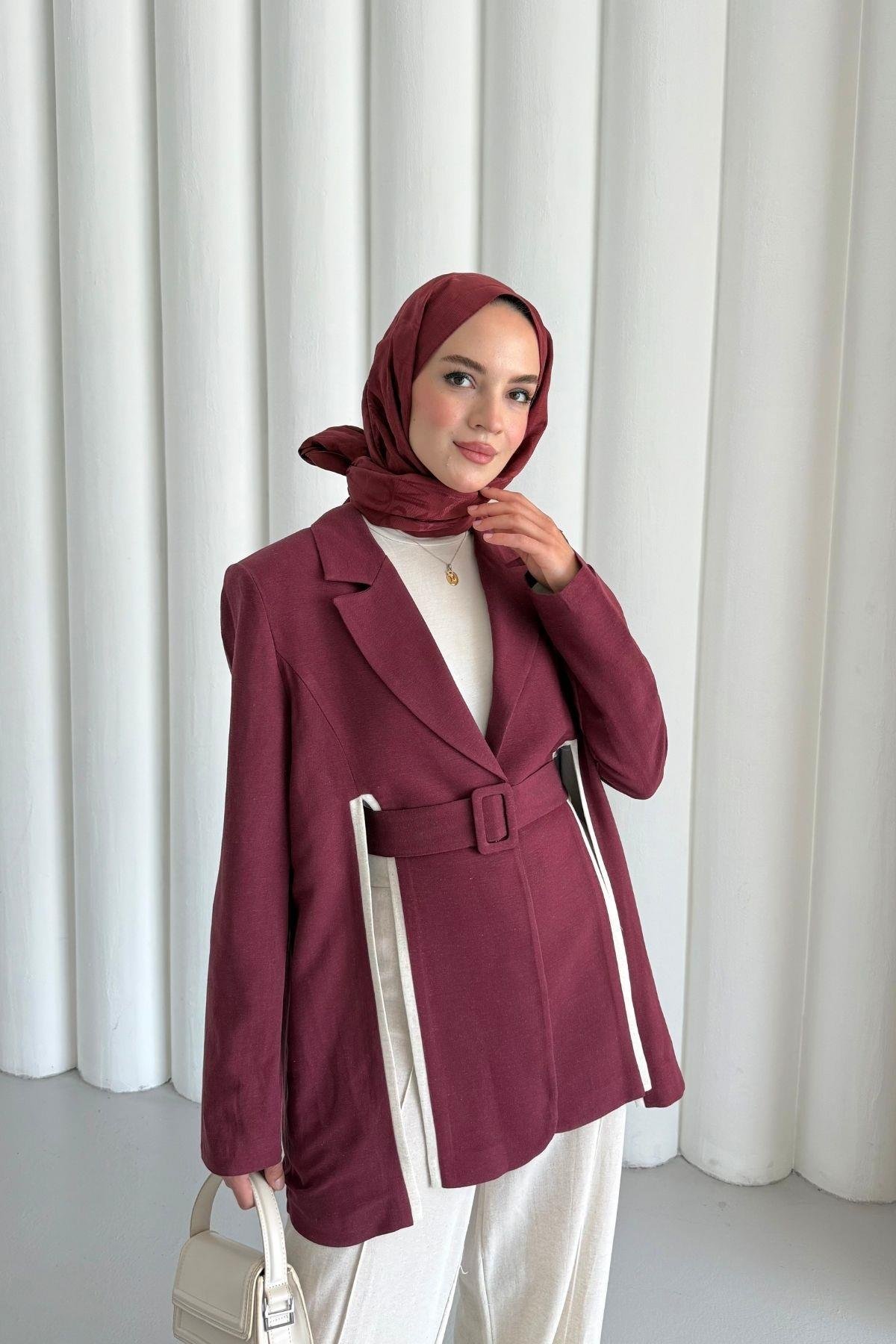 Zella Keten Ceketli Takım Bordo