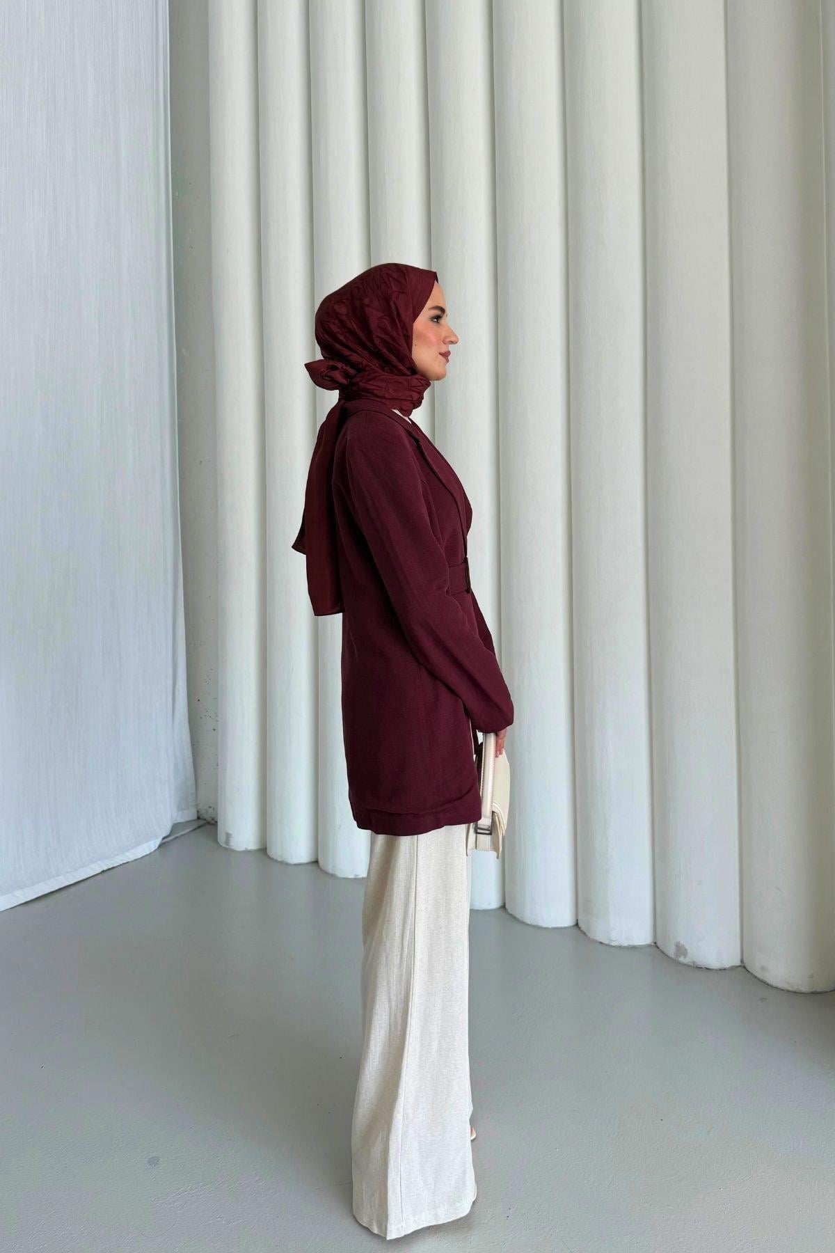 Zella Keten Ceketli Takım Bordo