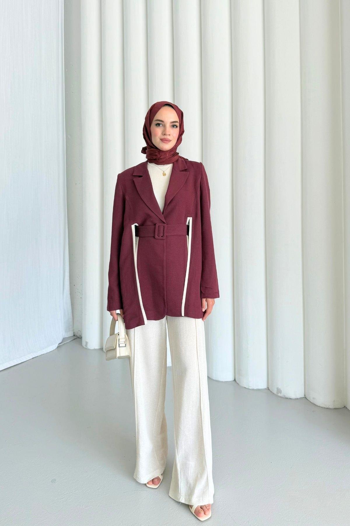 Zella Keten Ceketli Takım Bordo