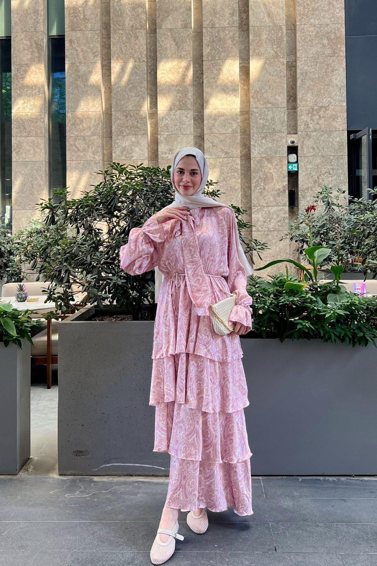 Zeya Saten Elbise Pembe