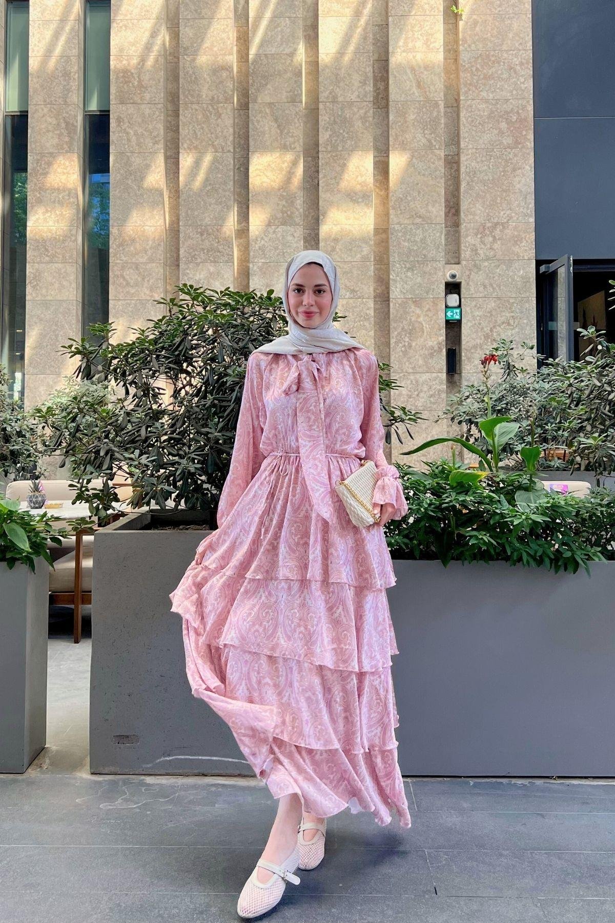 Zeya Saten Elbise Pembe