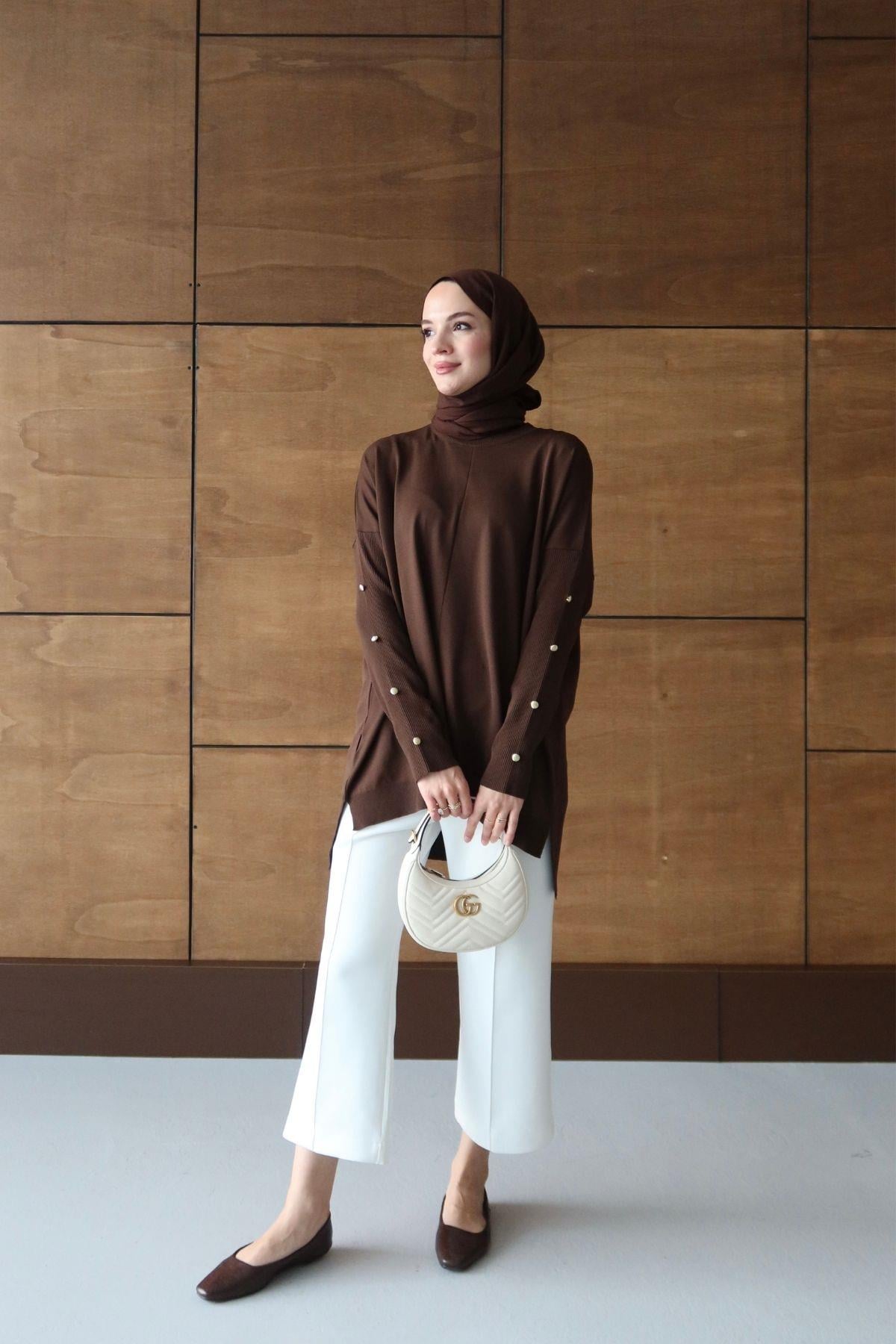 Zra Model Triko Tunik Kahverengi