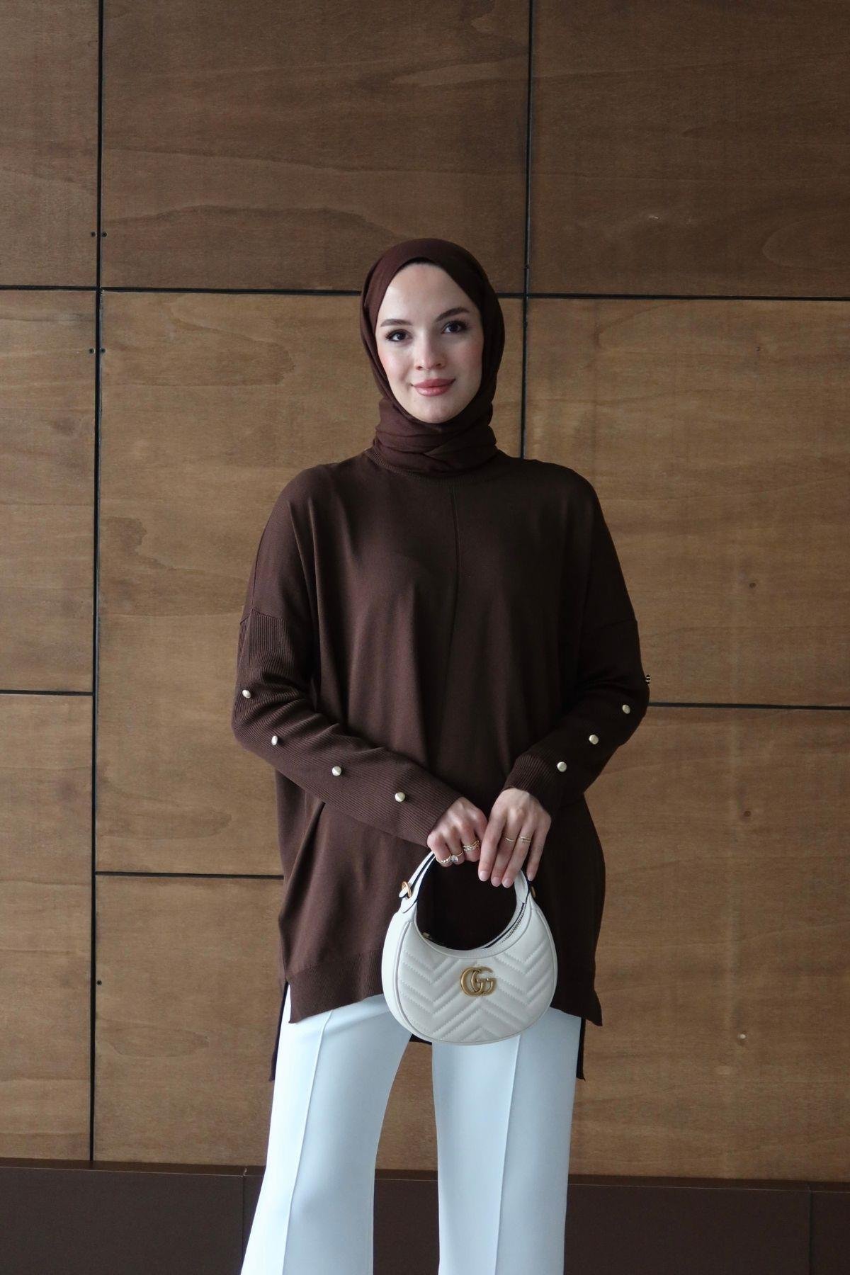 Zra Model Triko Tunik Kahverengi