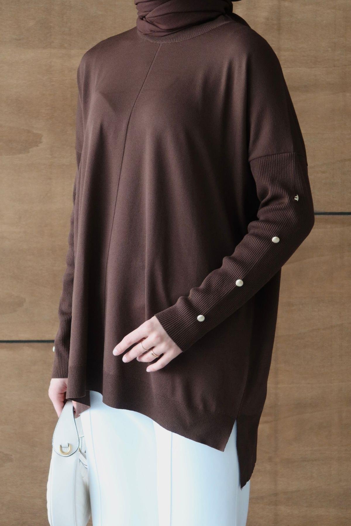 Zra Model Triko Tunik Kahverengi
