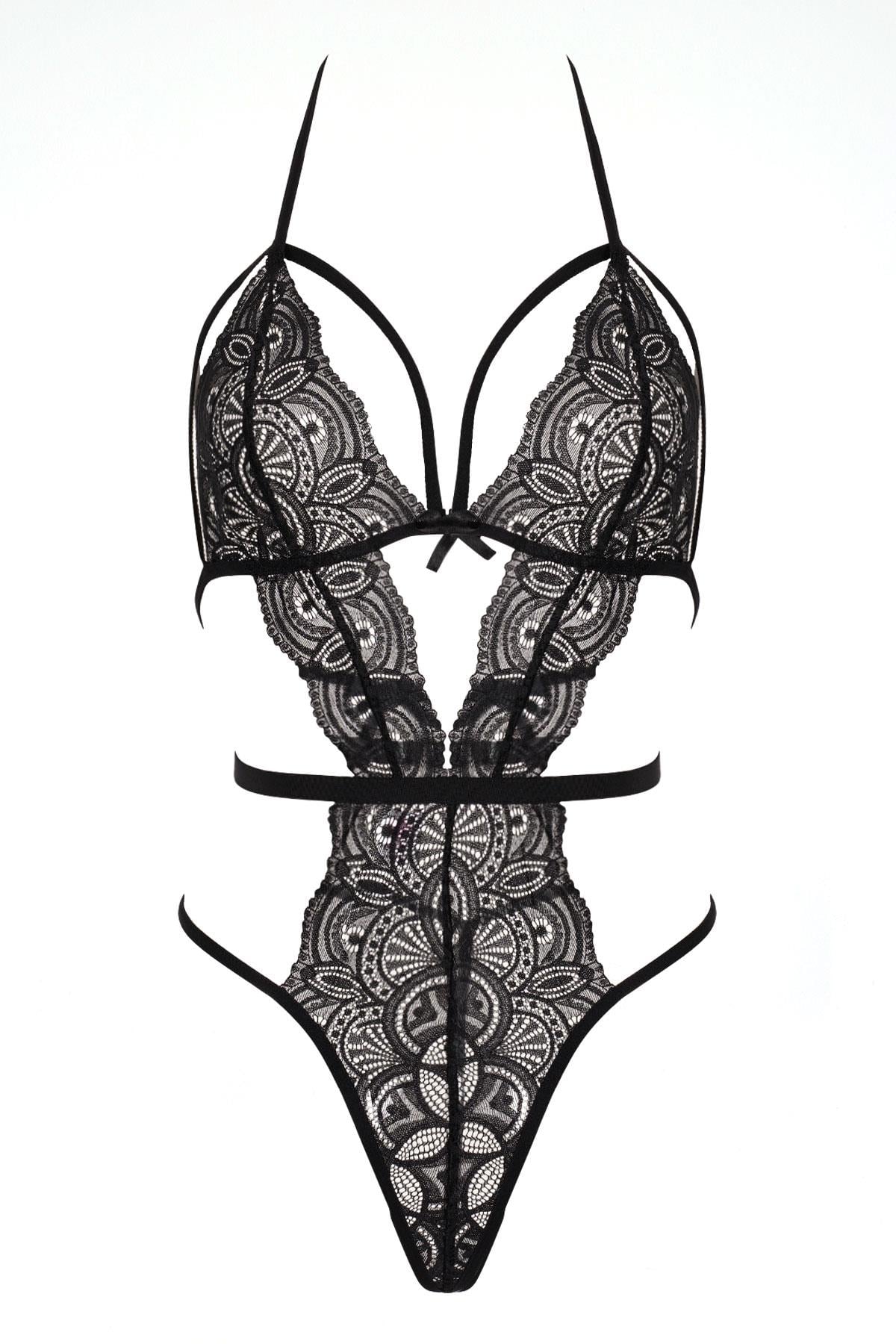 Lily Bianca  E-001 Kadın Boyundan Baglamalı Dantel Babydoll