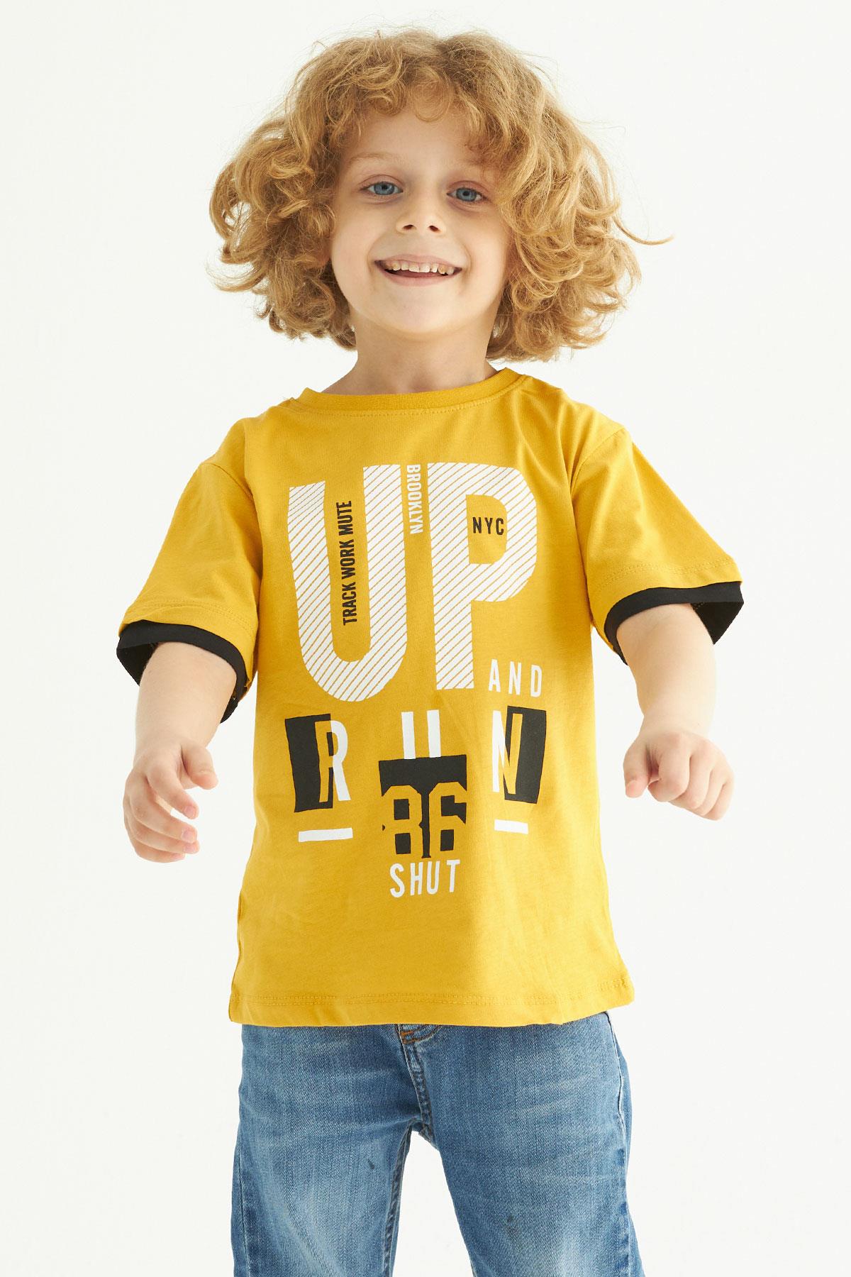 Acar 122070 Erkek Cocuk 2-5 Yas UP Yazı  Baskılı Kısa Kol Tshırt