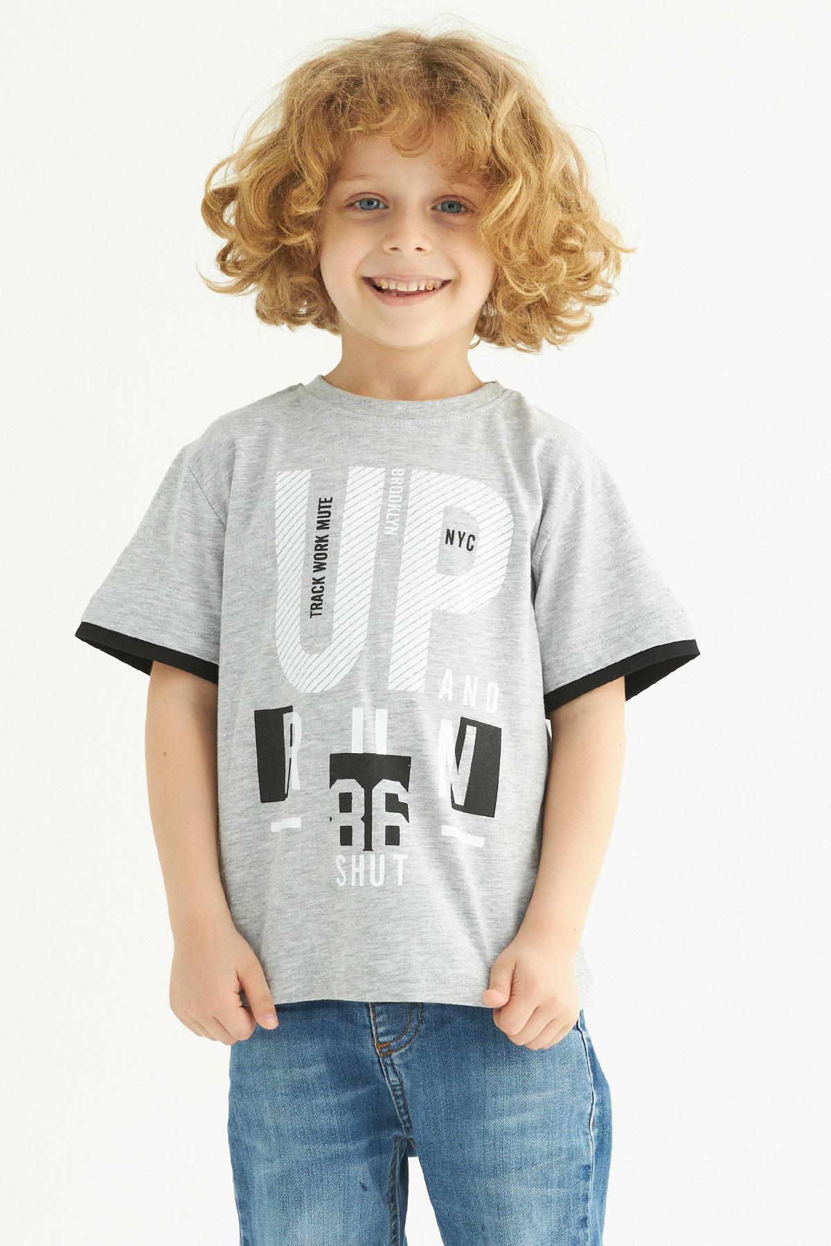 Acar 122070 Erkek Cocuk 2-5 Yas UP Yazı  Baskılı Kısa Kol Tshırt