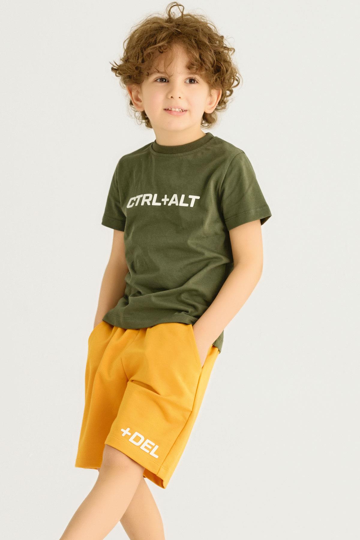 Acar 122117 Erkek Cocuk 2-5 Yas Ctrl+Alt Yazı Baskılı Cep Detaylı Sortlu Takım