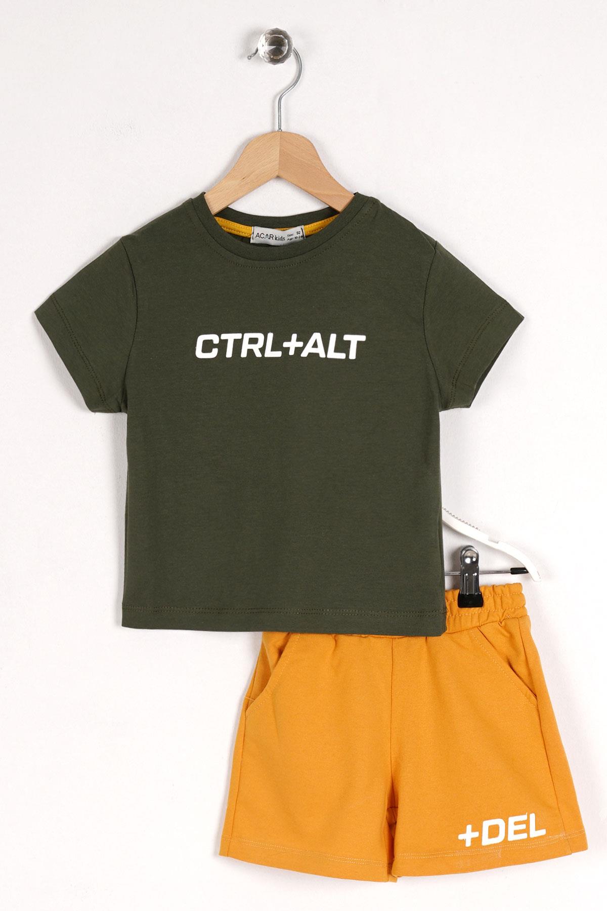 Acar 122117 Erkek Cocuk 2-5 Yas Ctrl+Alt Yazı Baskılı Cep Detaylı Sortlu Takım