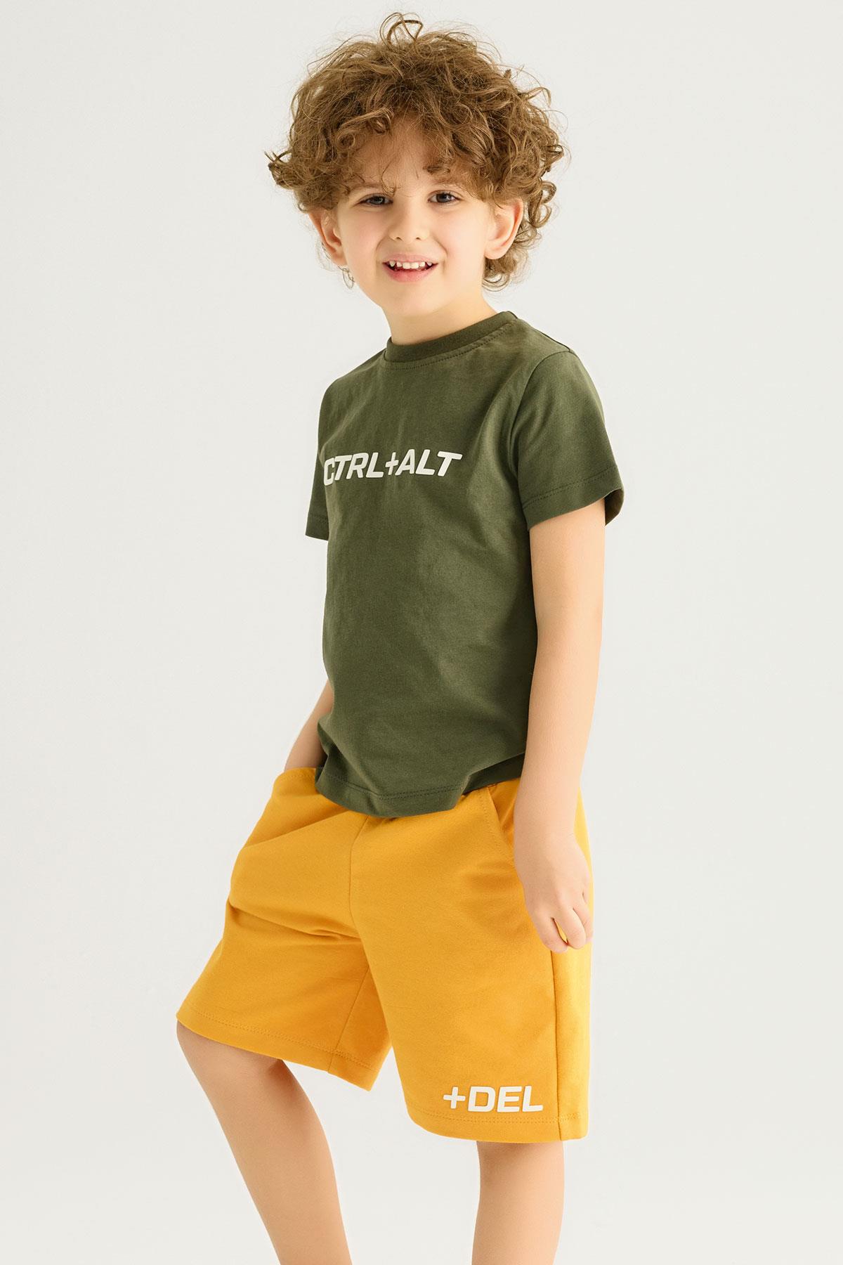 Acar 122117 Erkek Cocuk 2-5 Yas Ctrl+Alt Yazı Baskılı Cep Detaylı Sortlu Takım