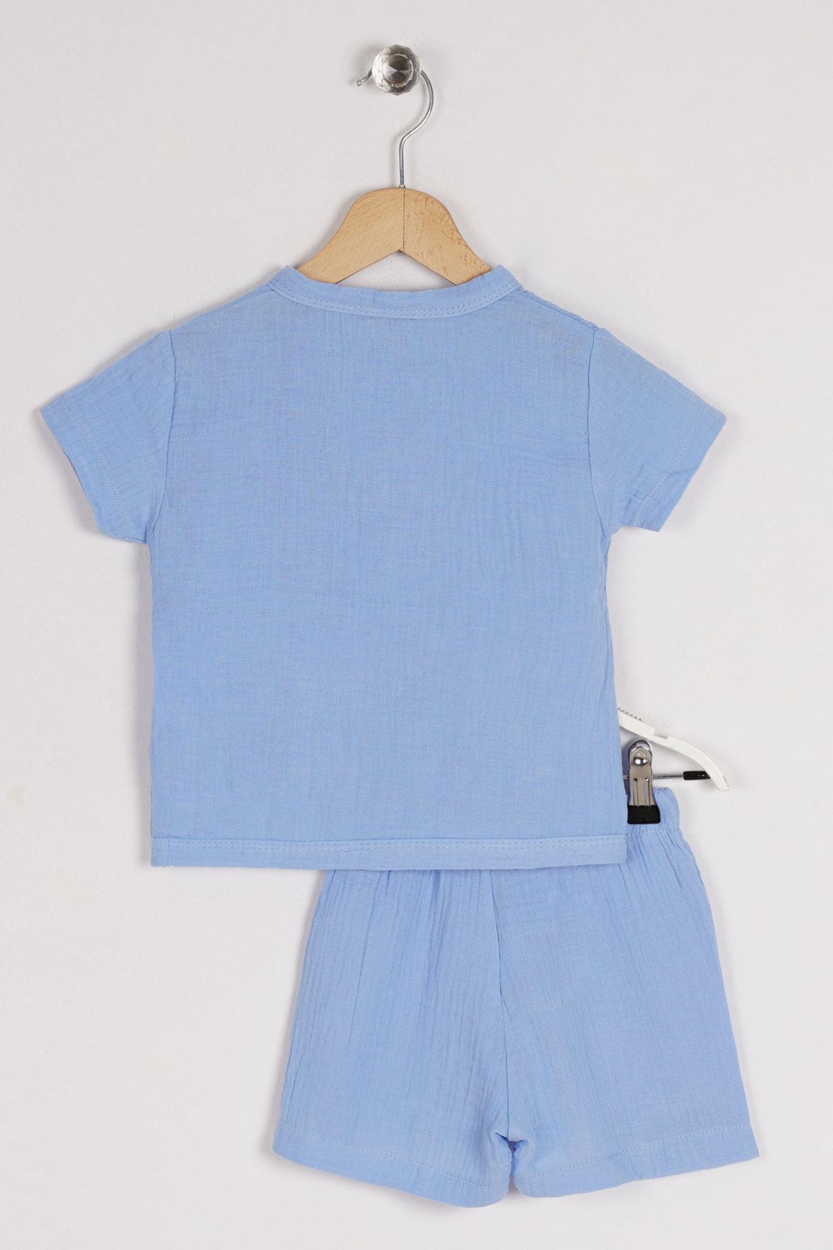 Acar 122160 Erkek Cocuk 2-5 Yas Bısıklet Yaka Dugme Detaylı Kısa Kol Sortlu Takım