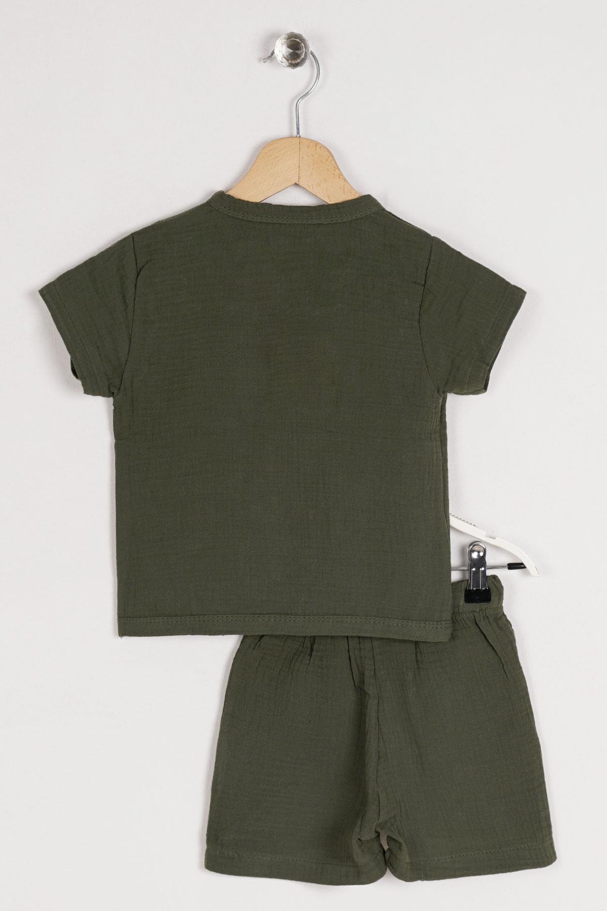 Acar 122160 Erkek Cocuk 2-5 Yas Bısıklet Yaka Dugme Detaylı Kısa Kol Sortlu Takım