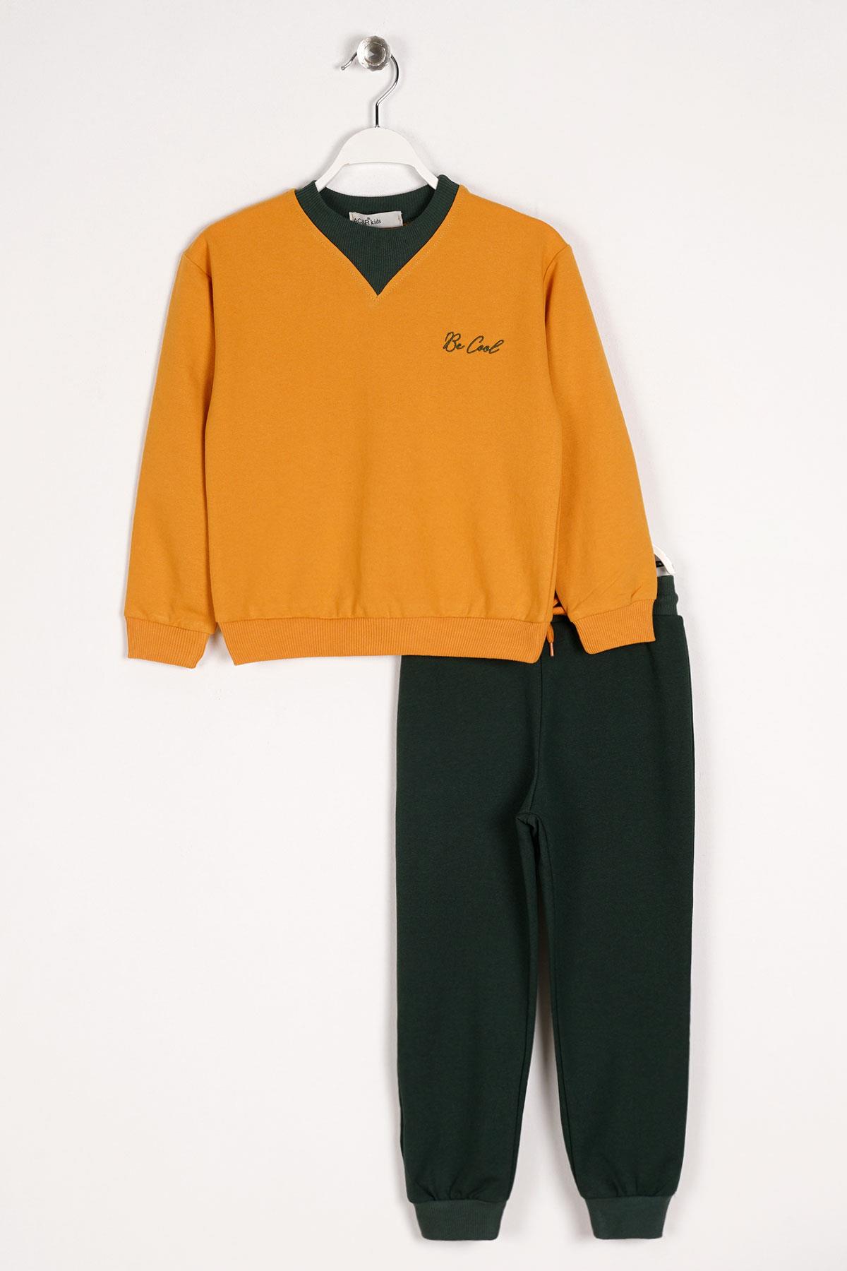 Acar 123030 Erkek Cocuk 2-5 Yas Yaka Renk Detaylı Bel Lastıklı Ikılı Takım