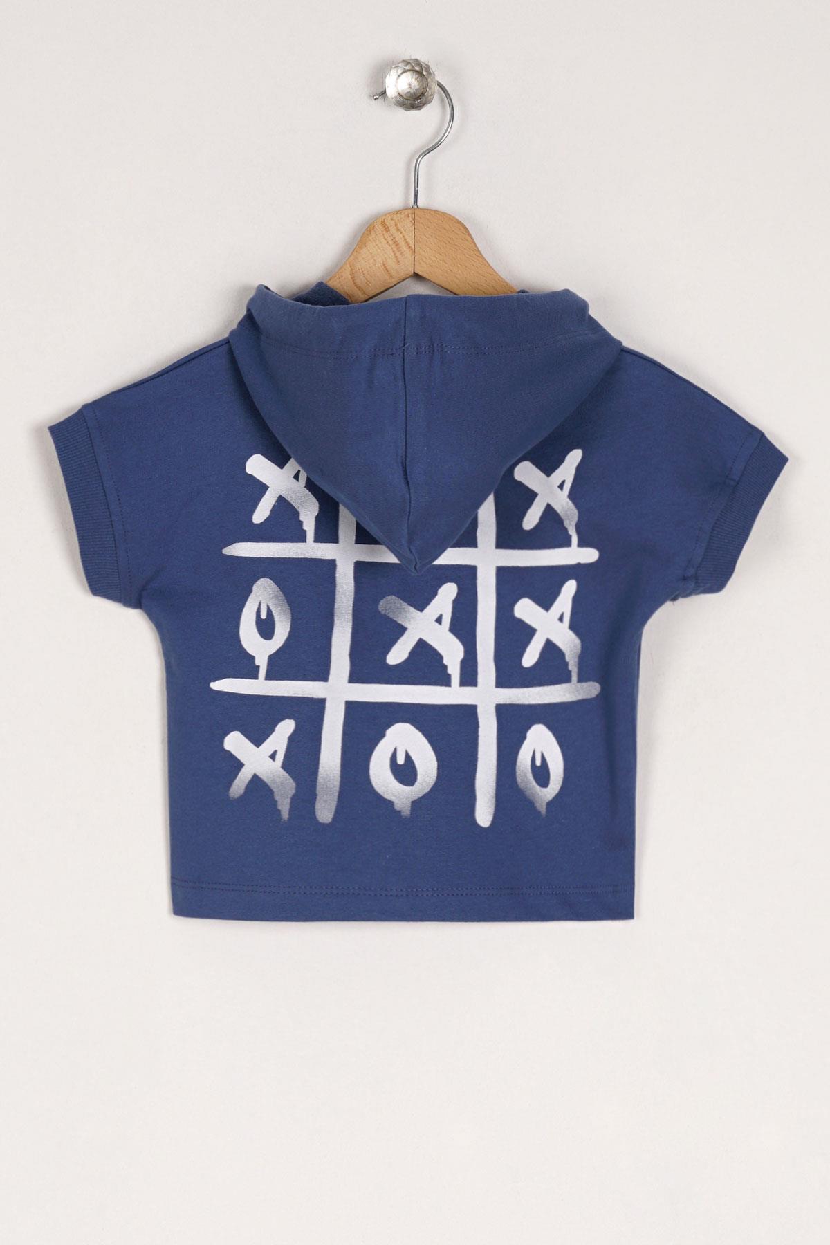 Acar 123074 Erkek Cocuk 2-5 Yas Game Baskıllı Kapusonlu Kısa Kol Sweatshırt