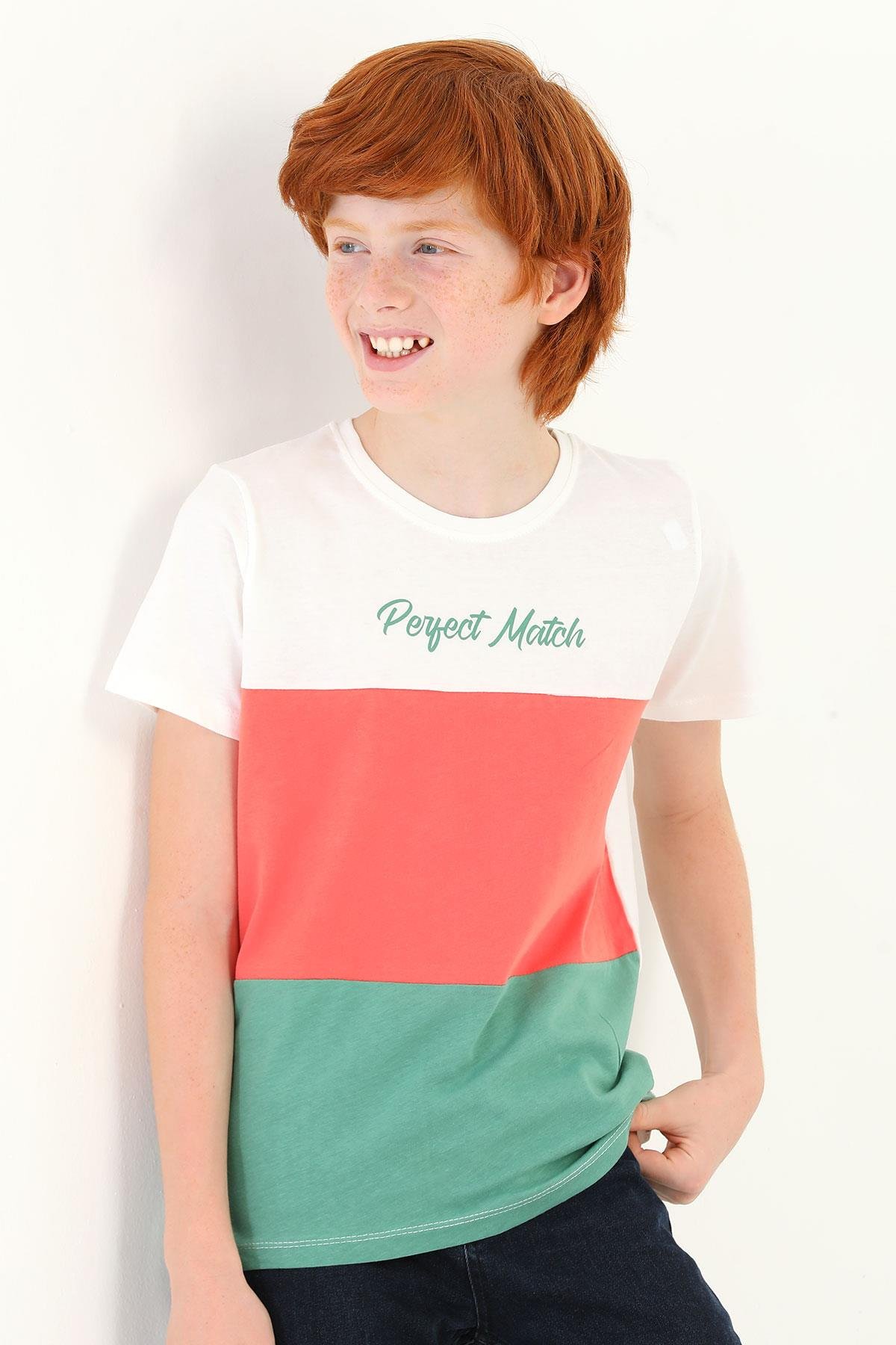 Acar 321605 Erkek Cocuk 9-12 Yas Perfect Match Baskı Parçalı Tshırt