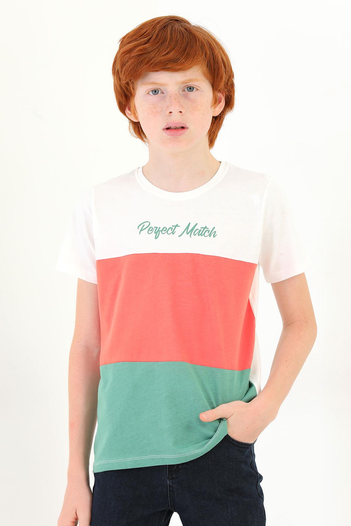 Acar 321605 Erkek Cocuk 9-12 Yas Perfect Match Baskı Parçalı Tshırt