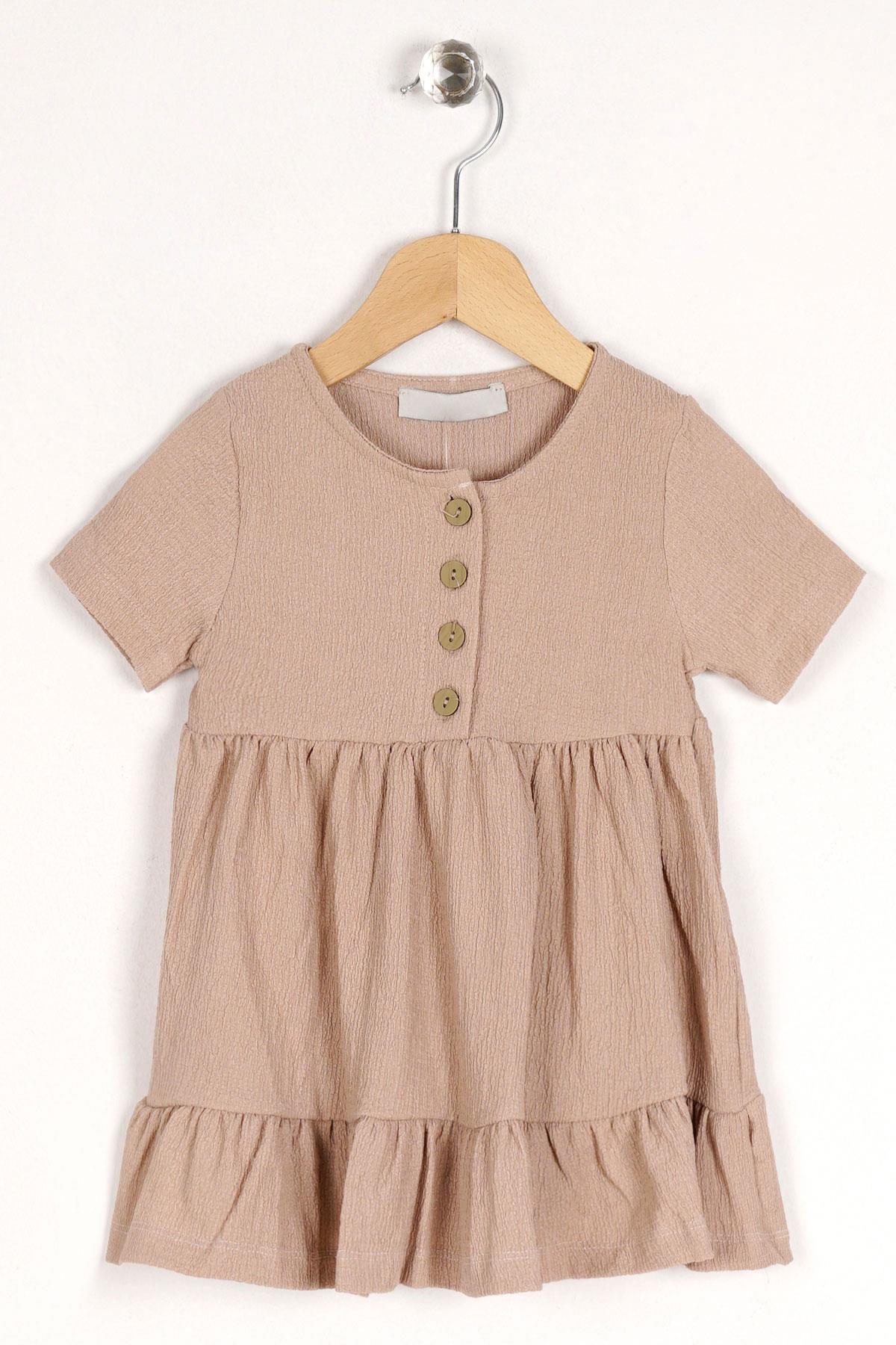 Acar 522246 Kız Cocuk 2-9 Dugme Detaylı Kolları Kısa Elbıse