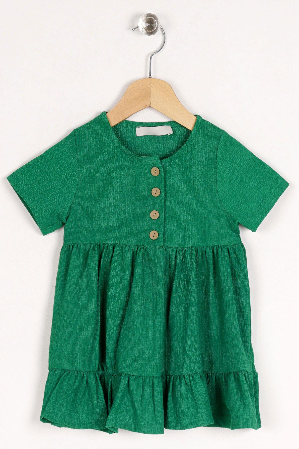 Acar 522246 Kız Cocuk 2-9 Dugme Detaylı Kolları Kısa Elbıse