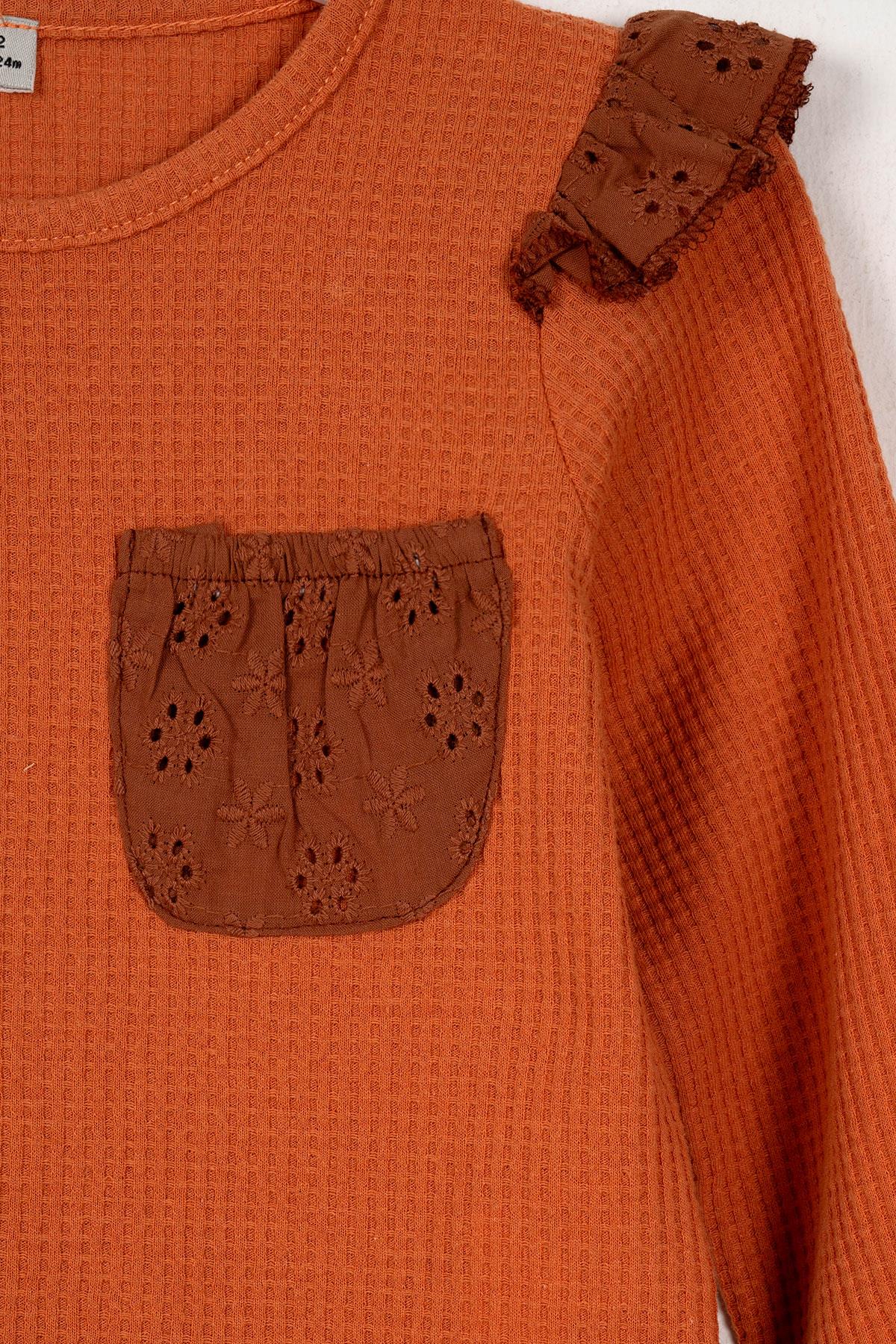 Acar 523068 Kız Cocuk 2-5 Yas Omuz Gupur Fırfırlı Onu Cep Detaylı Petklı Esofman Takım