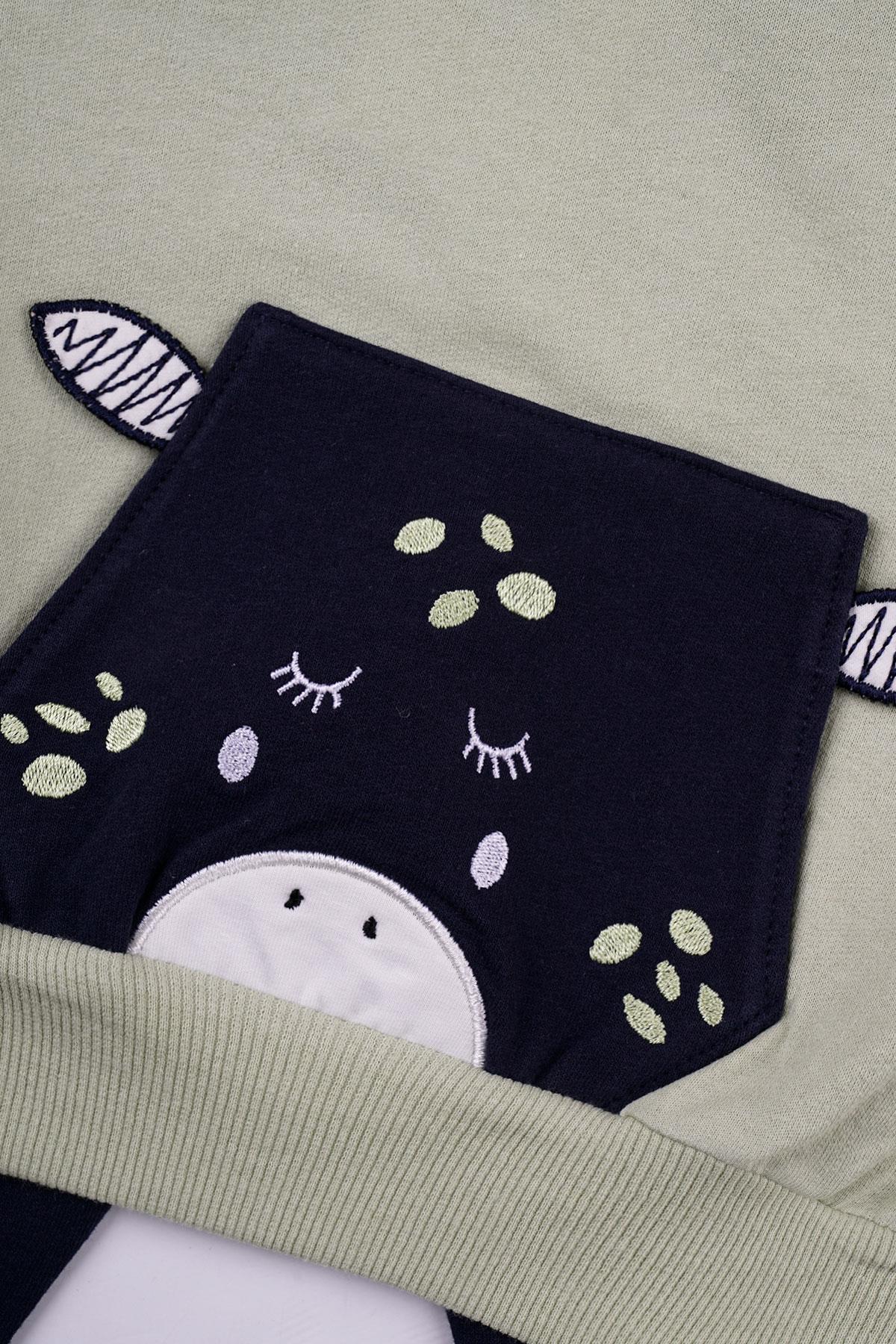 Acar 523119 Kız Cocuk 2-5 Kanguru Ceplı Inek Baskılı Ikılı Takım