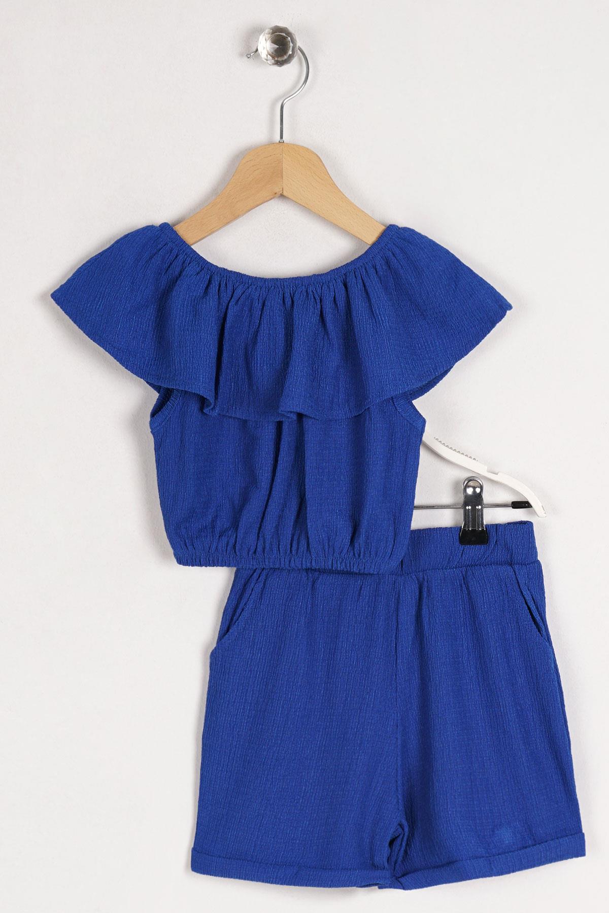 Acar 622172 Kız Cocuk 6-9 Yas Fırfır Kollu  Belı Lastıklı Cep Detaylı Sortlu Takım