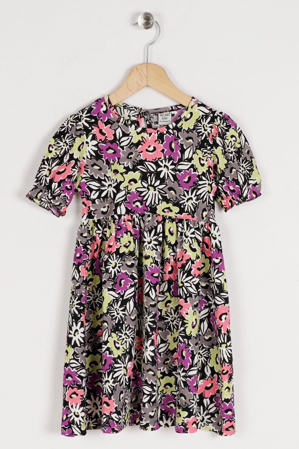 Acar 623070 Kız Cocuk 6-9 Yas Cıcek Desenlı Elbıse
