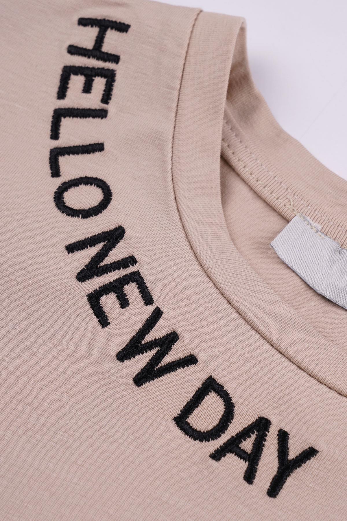 Acar 723021 Kız Cocuk 10-13 Yas Hello New Day Yazılı Bel Bagcıklı Tshırt