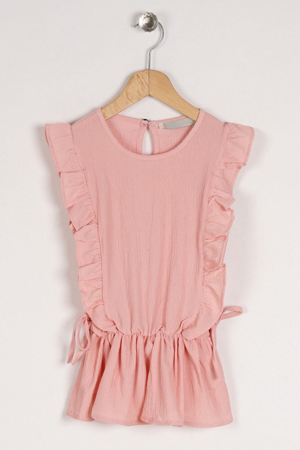 Acar 723062 Kız Cocuk 10-13 Yas Kolları Fırfırlı Bel Lastık Detaylı Tshırt