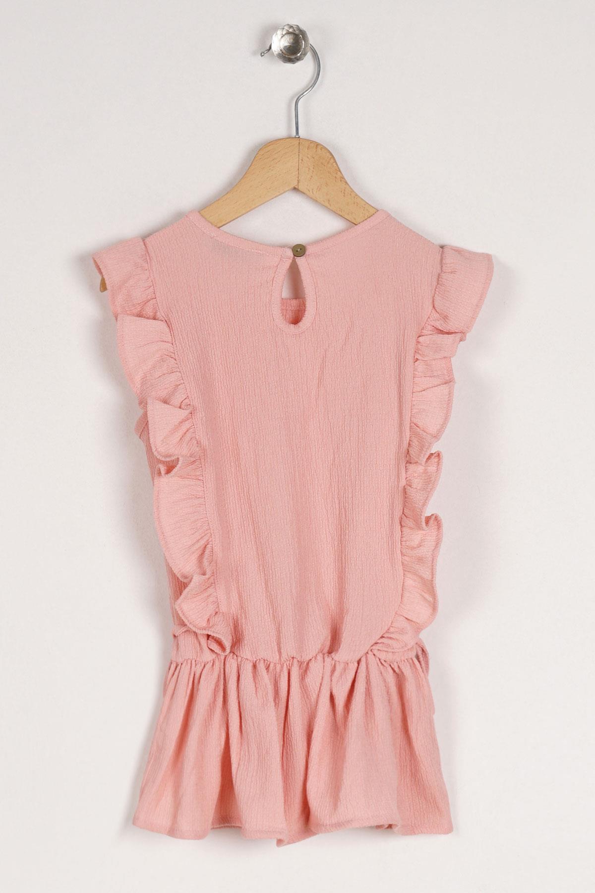 Acar 723062 Kız Cocuk 10-13 Yas Kolları Fırfırlı Bel Lastık Detaylı Tshırt