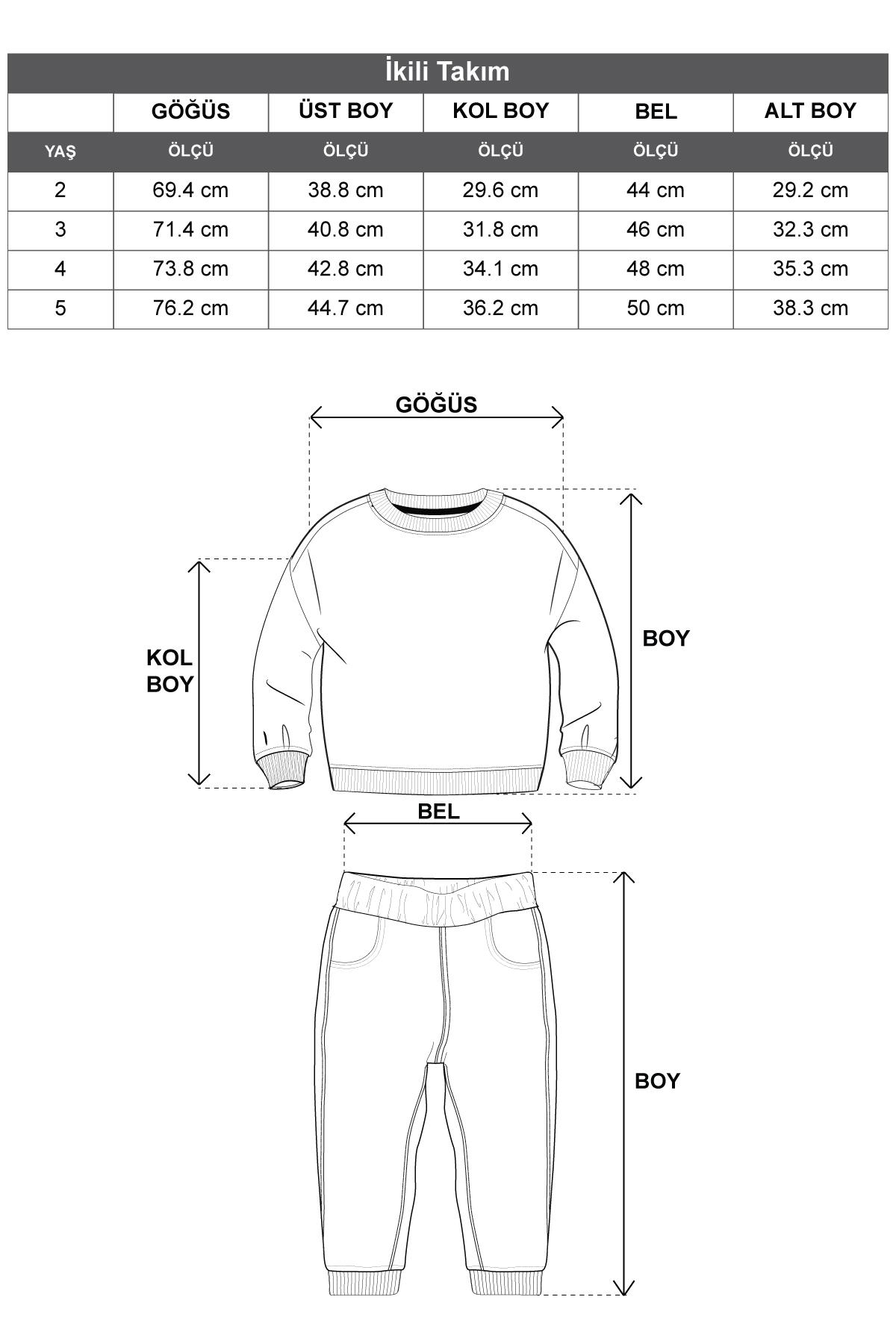 Bisiklet Yaka Uzun Kol Armalı Kol ve Paça Lastikli Cagla Yesil Renk Erkek Çocuk İkili Takım