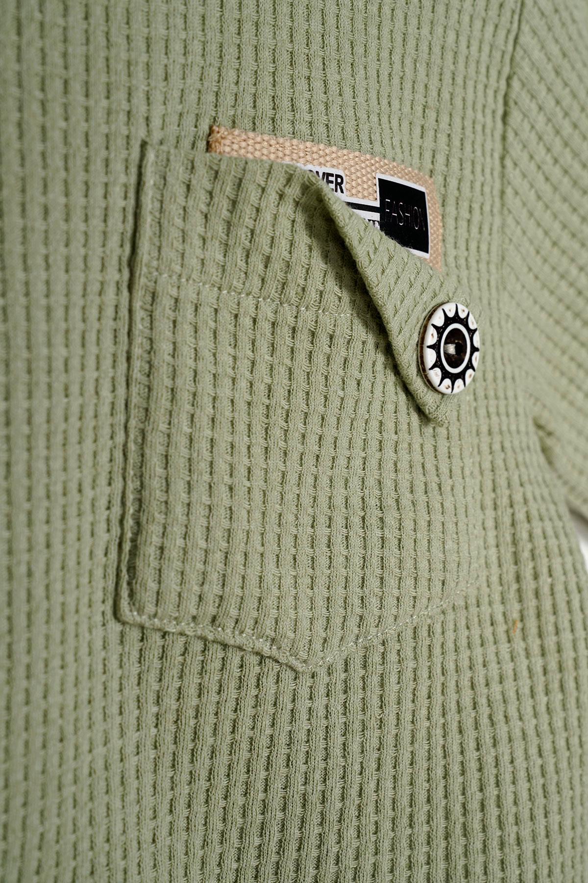 Bisiklet Yaka Uzun Kol Armalı Kol ve Paça Lastikli Cagla Yesil Renk Erkek Çocuk İkili Takım