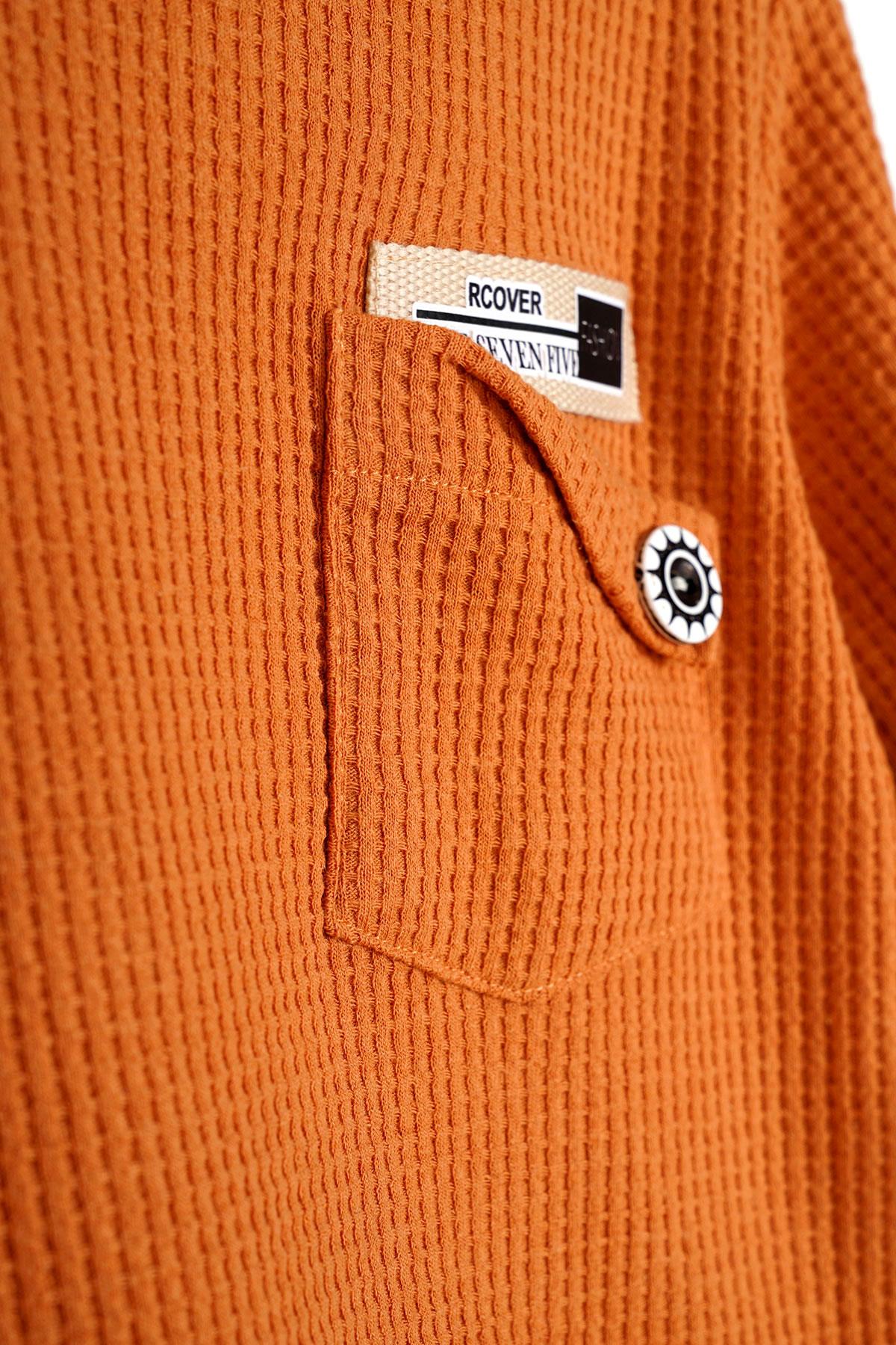 Bisiklet Yaka Uzun Kol Armalı Kol ve Paça Lastikli Kiremit Renk Erkek Çocuk İkili Takım