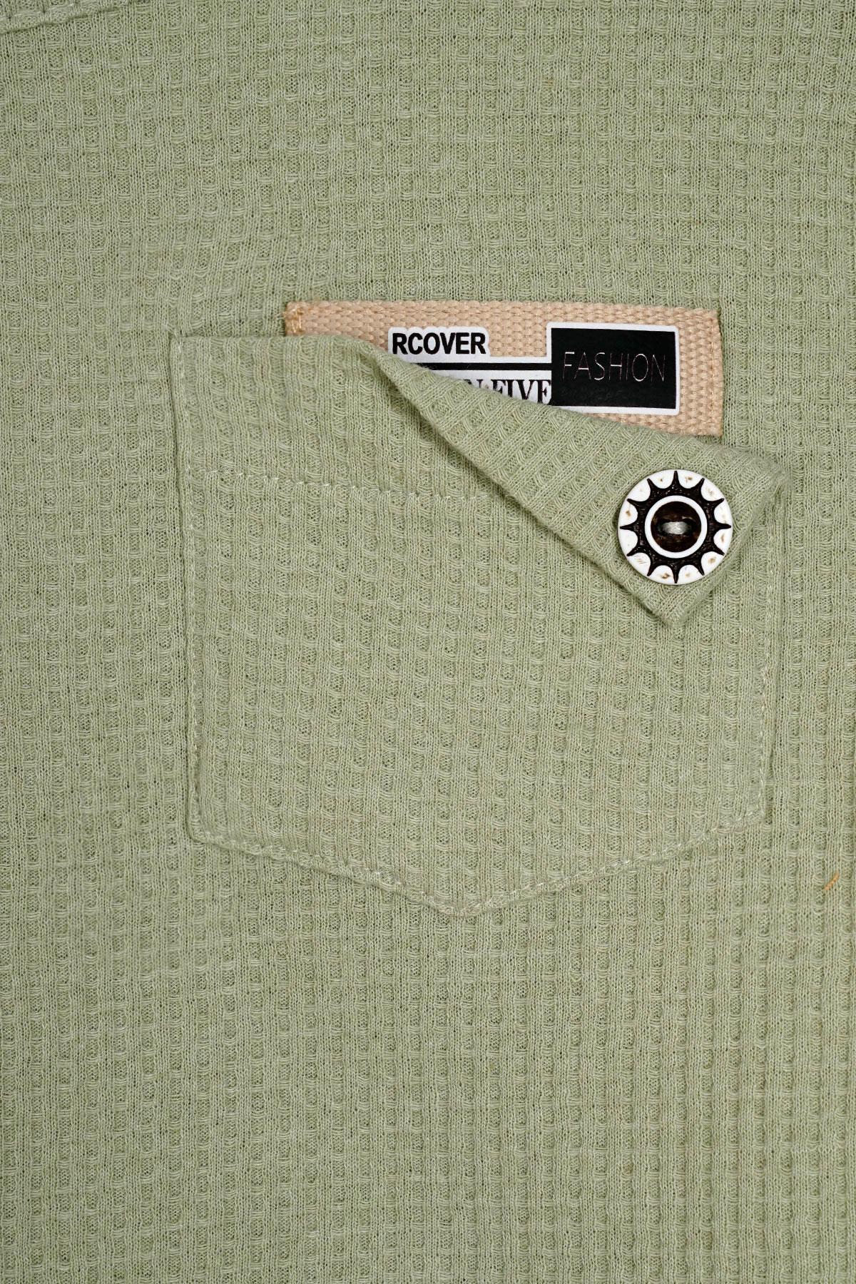 Bisiklet Yaka Uzun Kol Armalı Kol ve Paça Lastikli Cagla Yesil Renk Erkek Çocuk İkili Takım