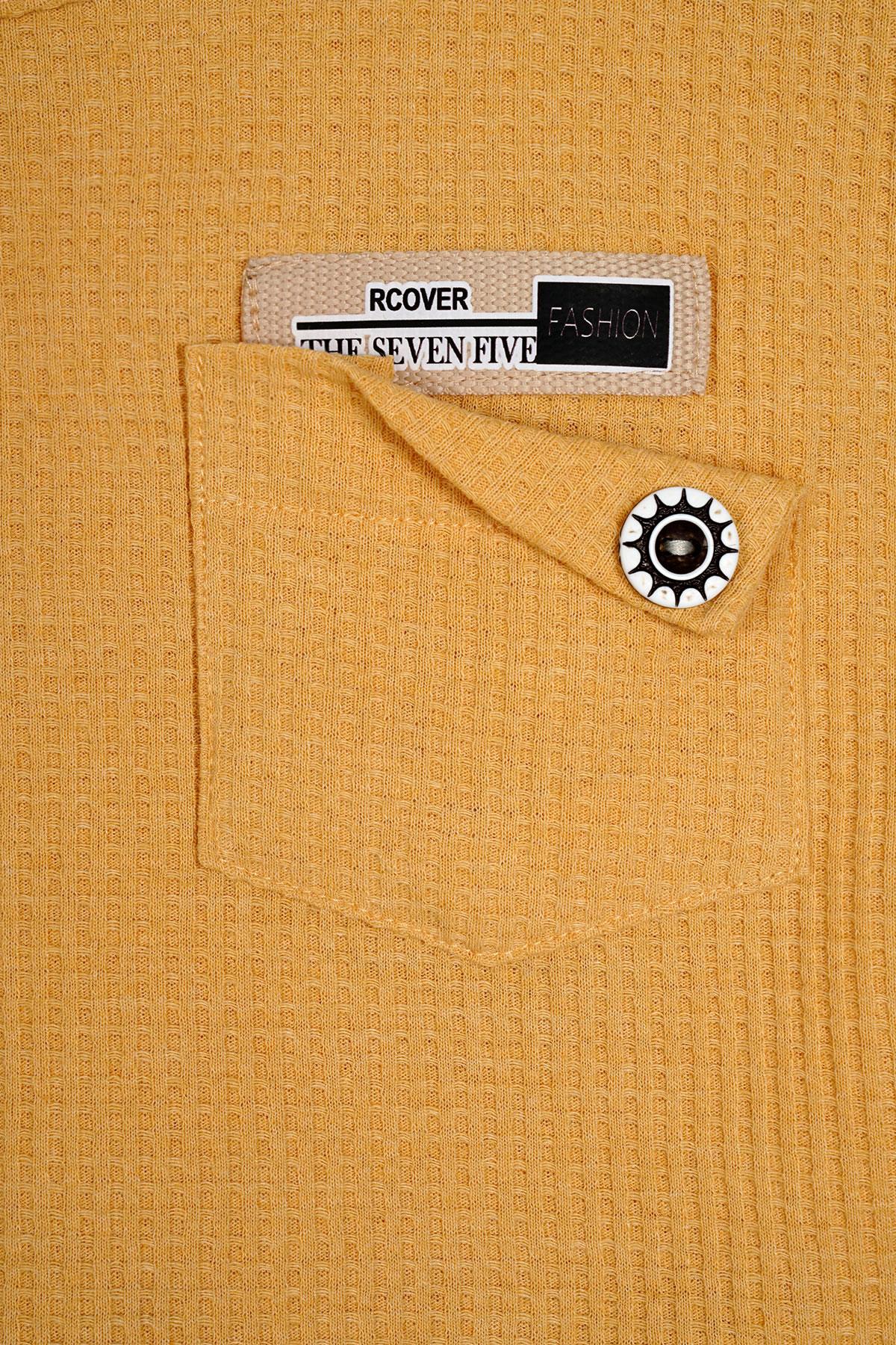 Bisiklet Yaka Uzun Kol Armalı Kol ve Paça Lastikli Hardal Renk Erkek Çocuk İkili Takım