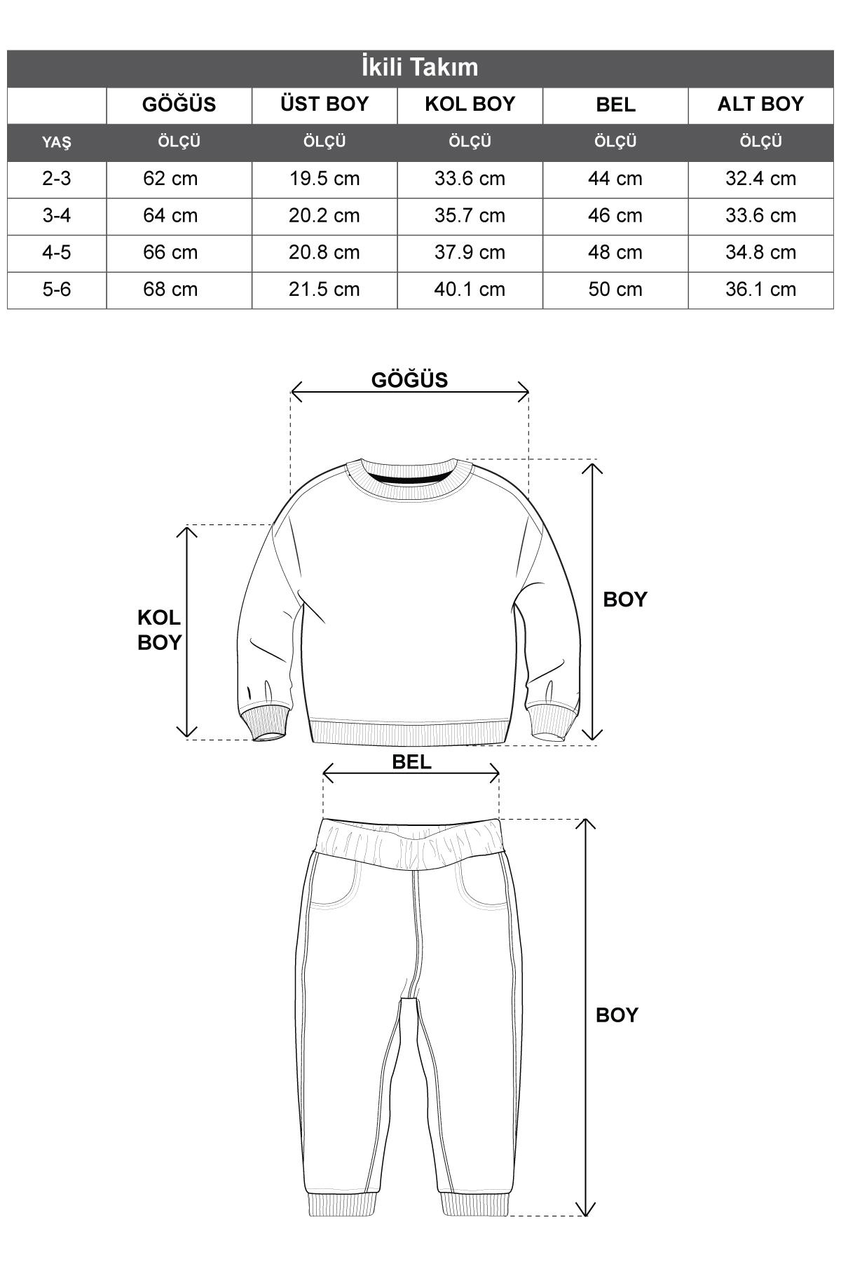 Bisiklet Yaka Uzun Kol Ceplı Hardal Renk Kız Çocuk Esofman Takım